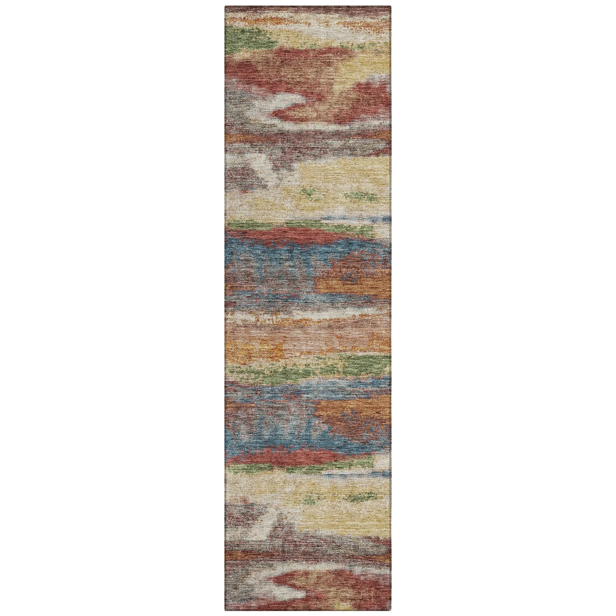 Machine Washable Indoor/ Outdoor Abstract Modern Chantille Rug