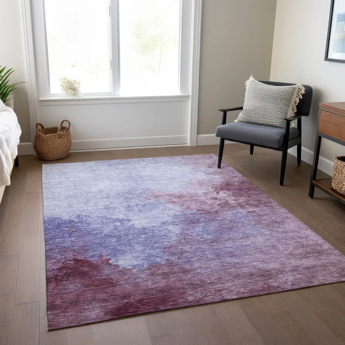 Machine Washable Indoor/ Outdoor Abstract Modern Chantille Rug