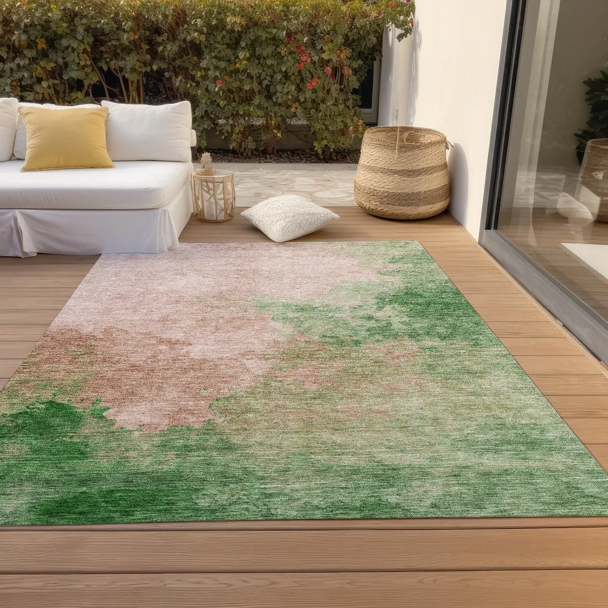 Machine Washable Indoor/ Outdoor Abstract Modern Chantille Rug