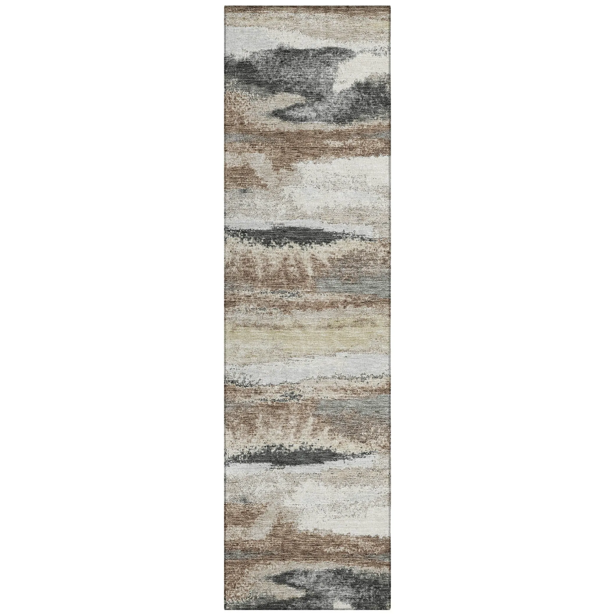 Machine Washable Indoor/ Outdoor Abstract Modern Chantille Rug