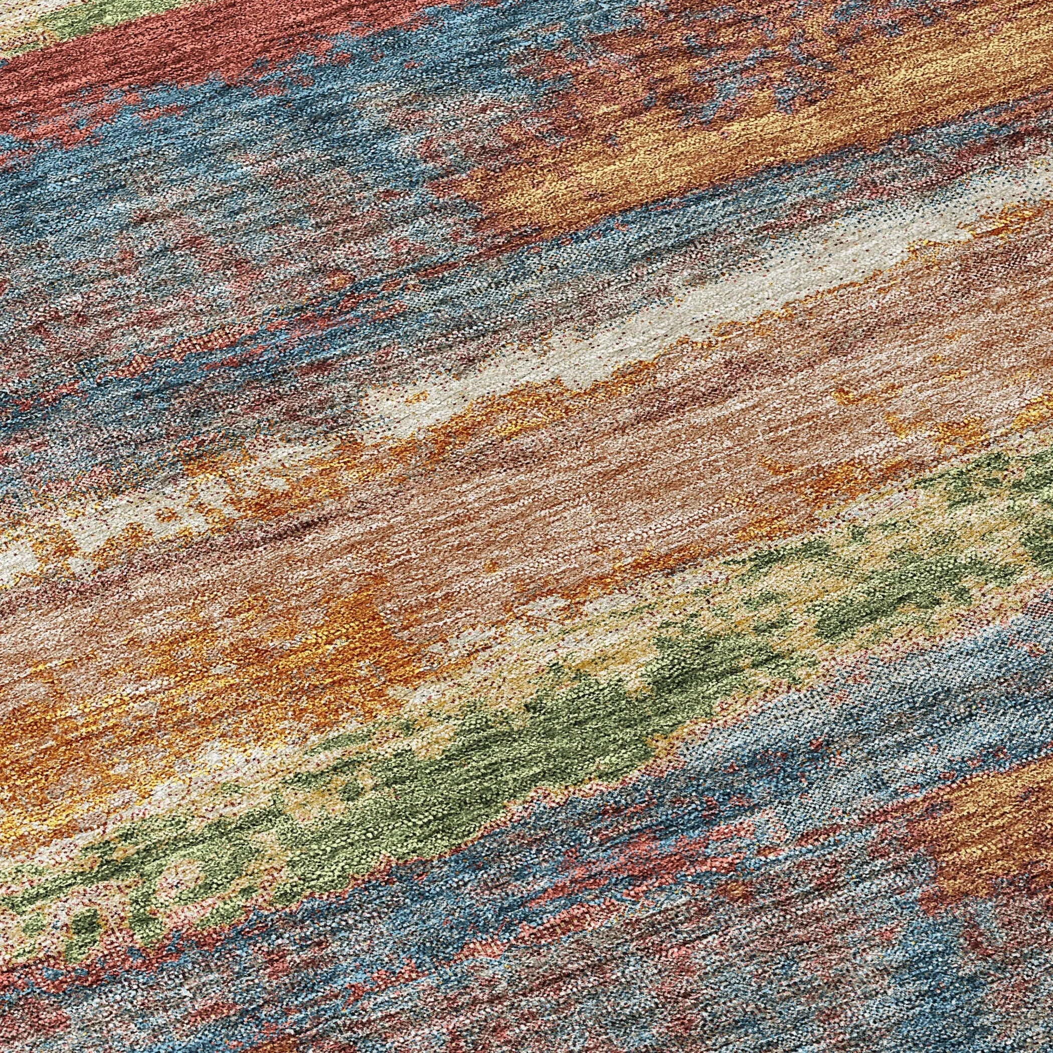 Machine Washable Indoor/ Outdoor Abstract Modern Chantille Rug