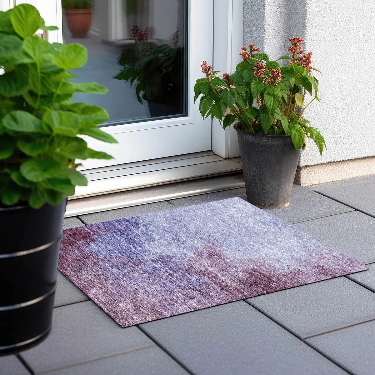Machine Washable Indoor/ Outdoor Abstract Modern Chantille Rug