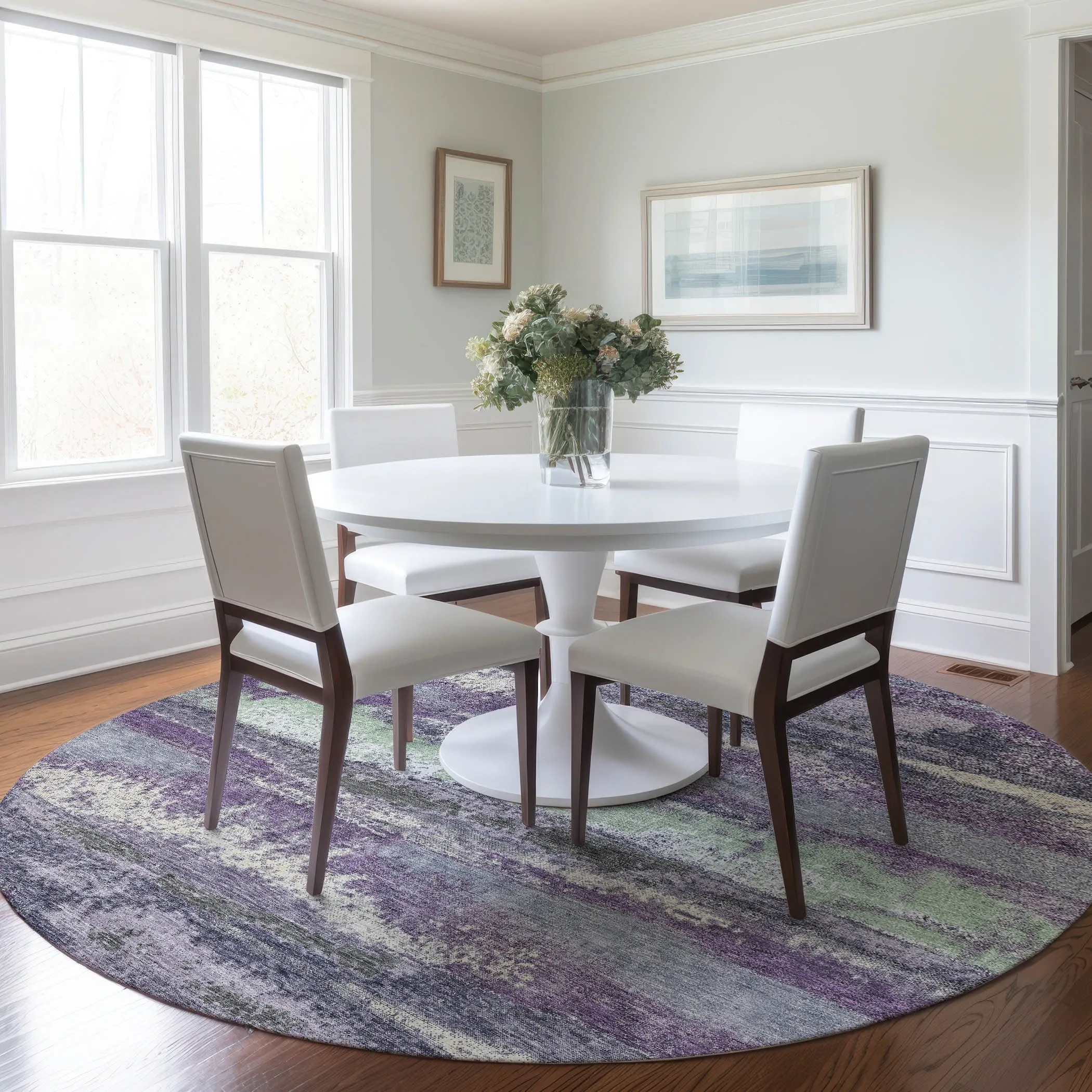 Machine Washable Indoor/ Outdoor Abstract Modern Chantille Rug