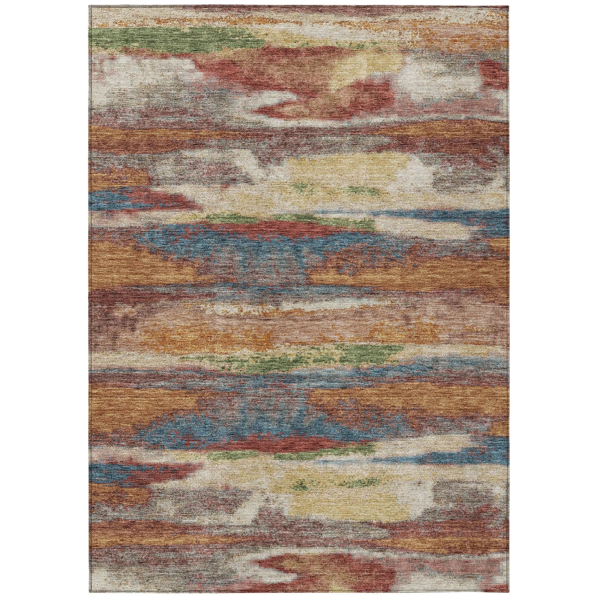 Machine Washable Indoor/ Outdoor Abstract Modern Chantille Rug
