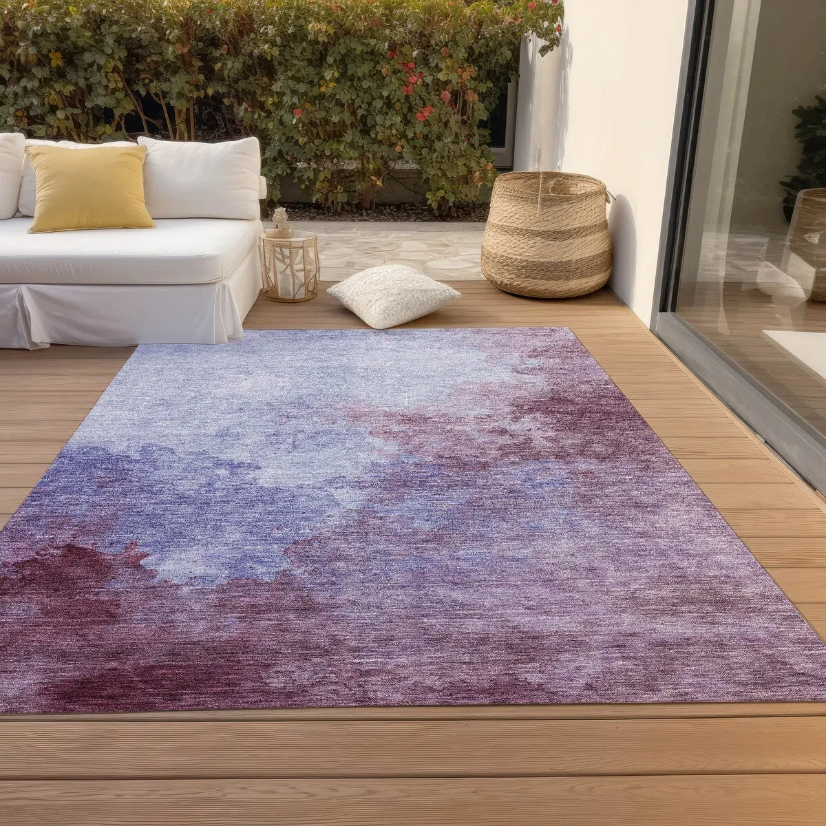 Machine Washable Indoor/ Outdoor Abstract Modern Chantille Rug