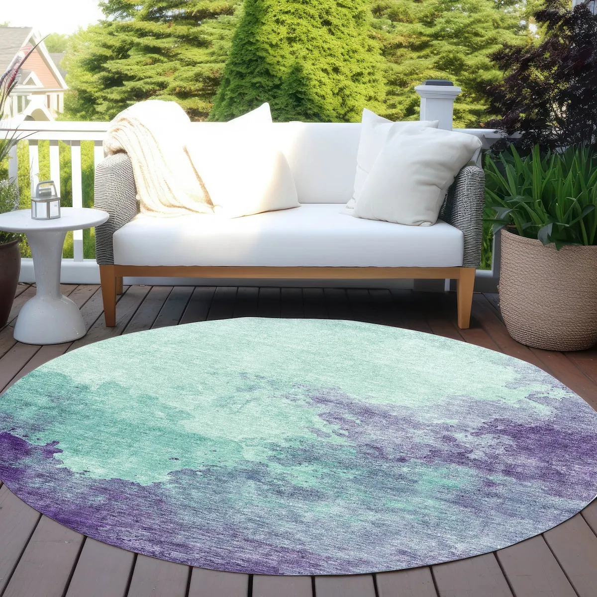 Machine Washable Indoor/ Outdoor Abstract Modern Chantille Rug