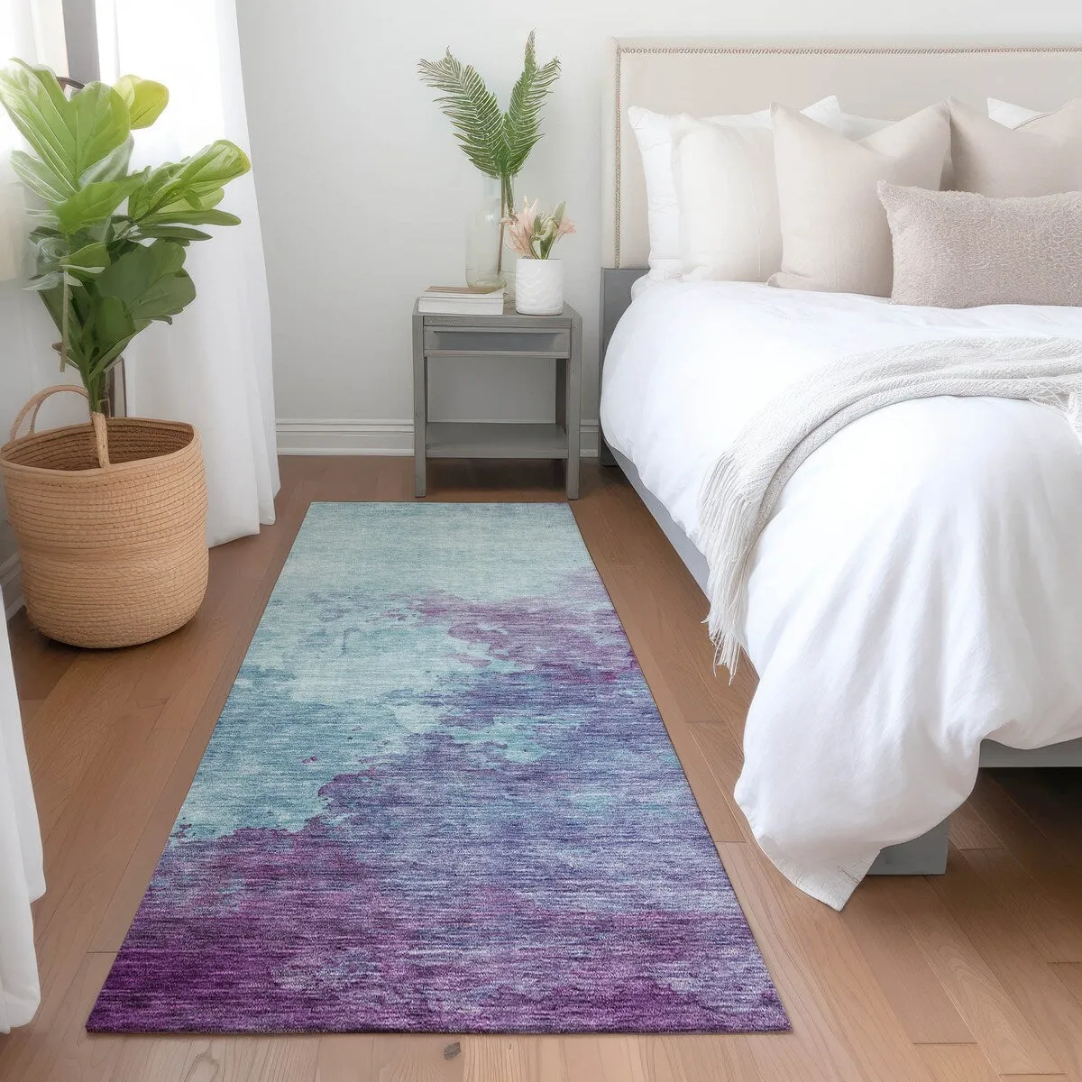 Machine Washable Indoor/ Outdoor Abstract Modern Chantille Rug
