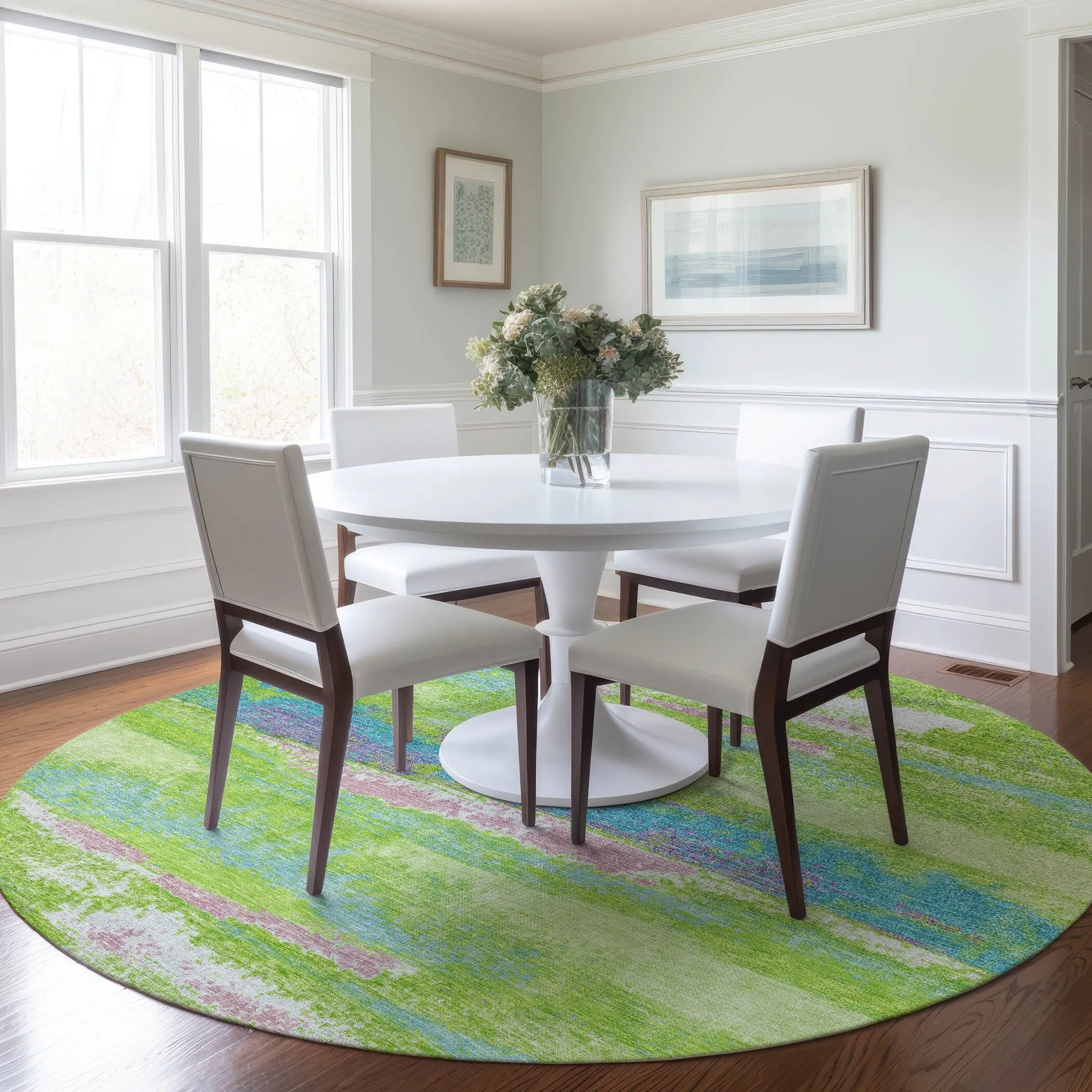 Machine Washable Indoor/ Outdoor Abstract Modern Chantille Rug