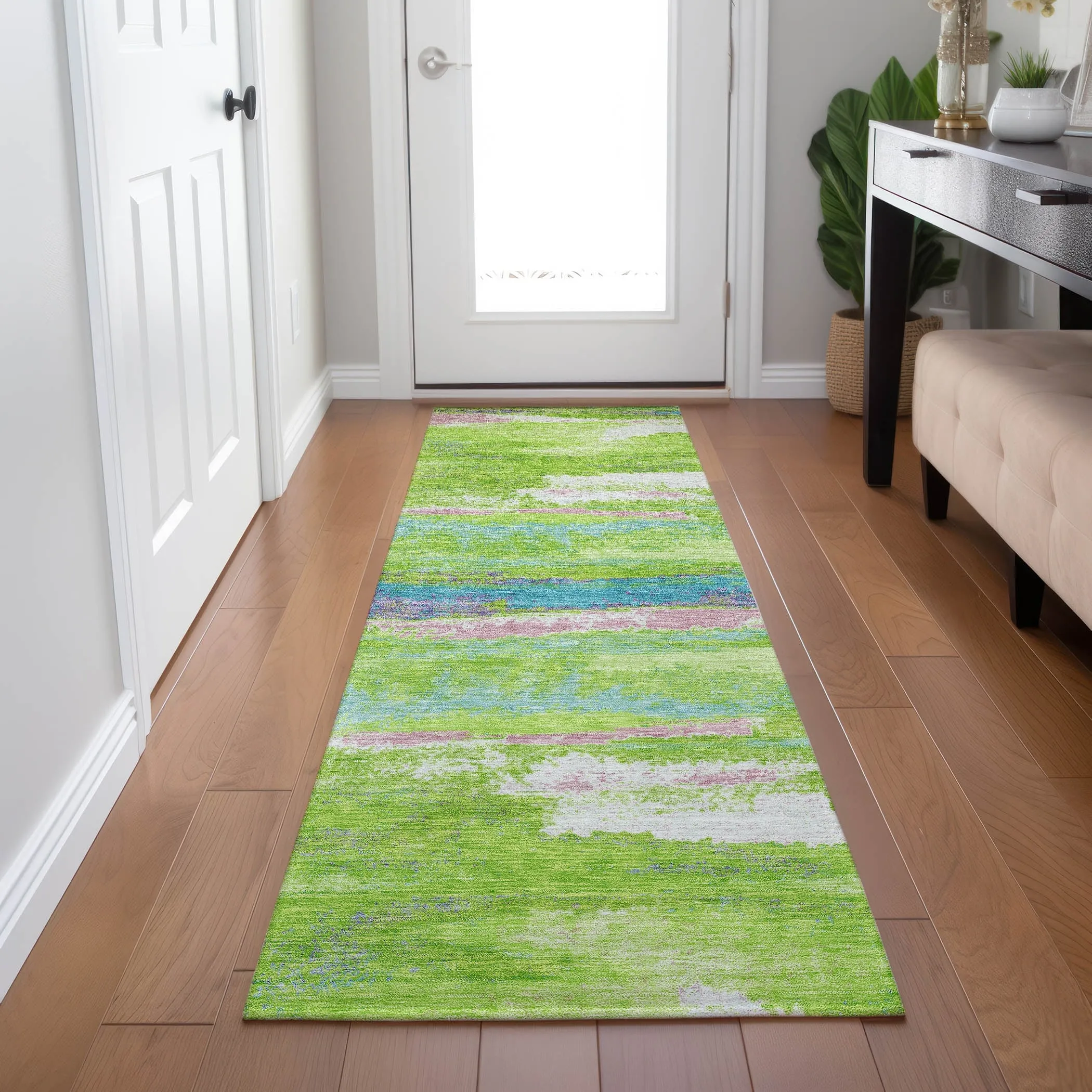 Machine Washable Indoor/ Outdoor Abstract Modern Chantille Rug