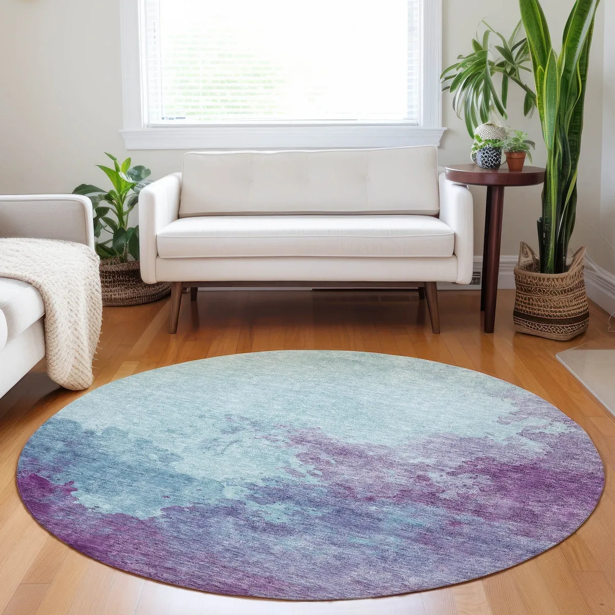 Machine Washable Indoor/ Outdoor Abstract Modern Chantille Rug
