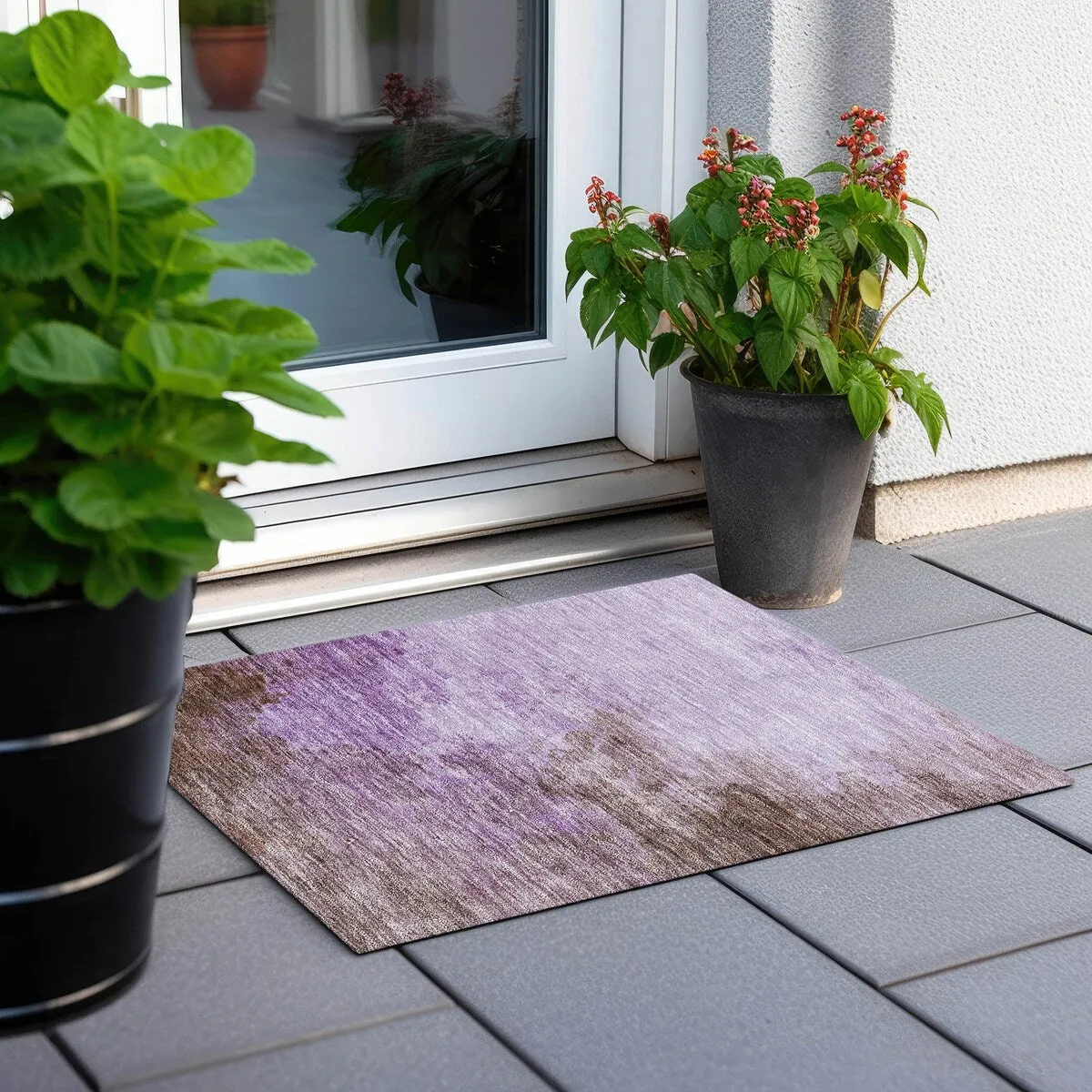 Machine Washable Indoor/ Outdoor Abstract Modern Chantille Rug