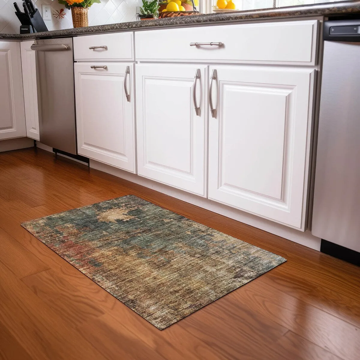Machine Washable Indoor/ Outdoor Abstract Modern Chantille Rug
