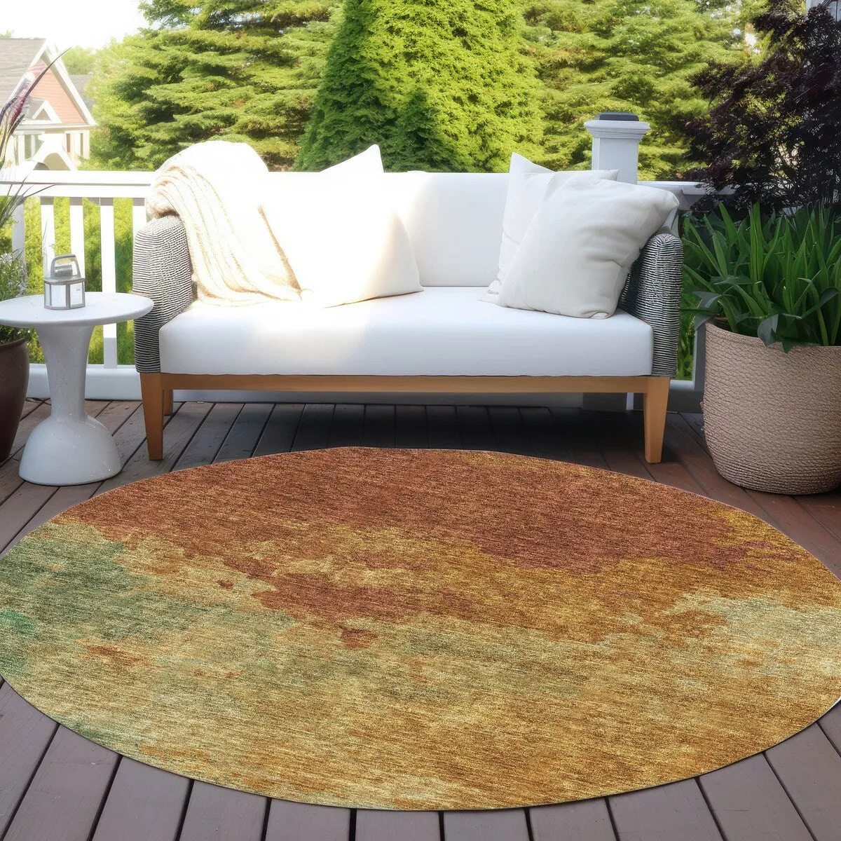 Machine Washable Indoor/ Outdoor Abstract Modern Chantille Rug