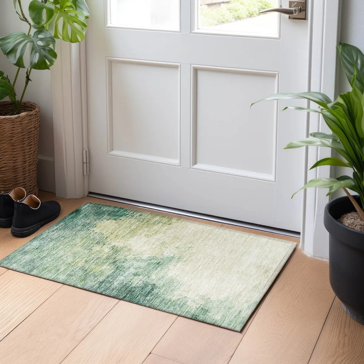 Machine Washable Indoor/ Outdoor Abstract Modern Chantille Rug