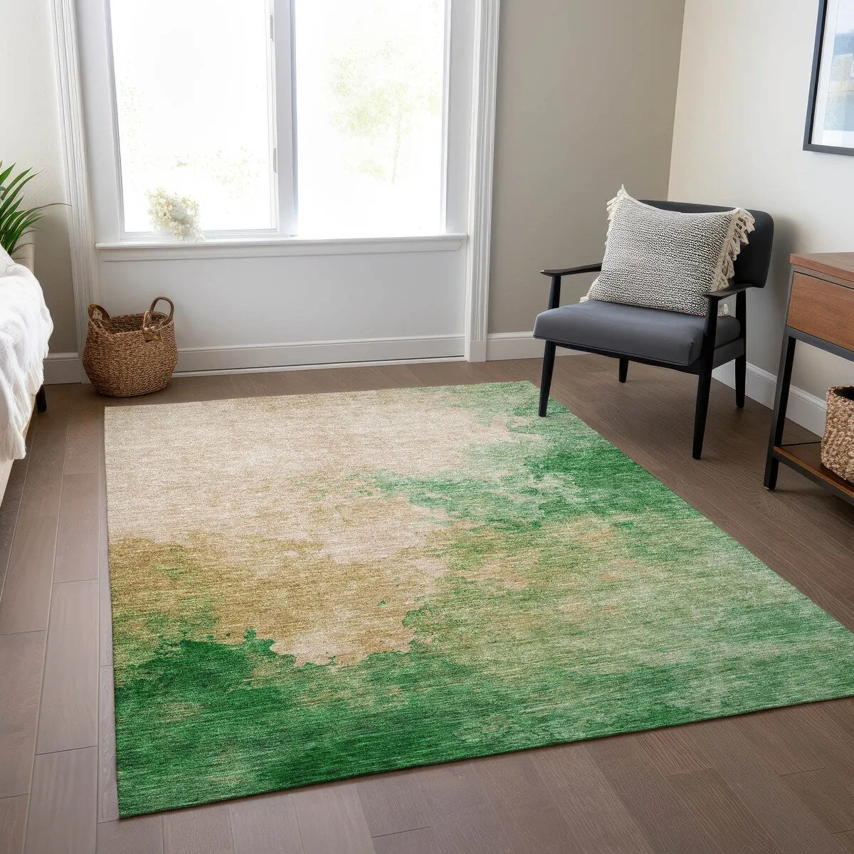 Machine Washable Indoor/ Outdoor Abstract Modern Chantille Rug