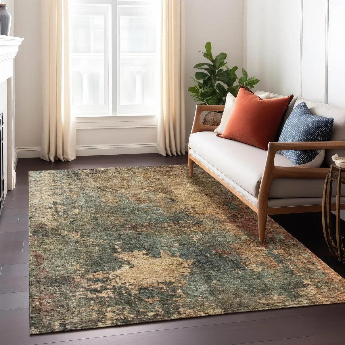 Machine Washable Indoor/ Outdoor Abstract Modern Chantille Rug