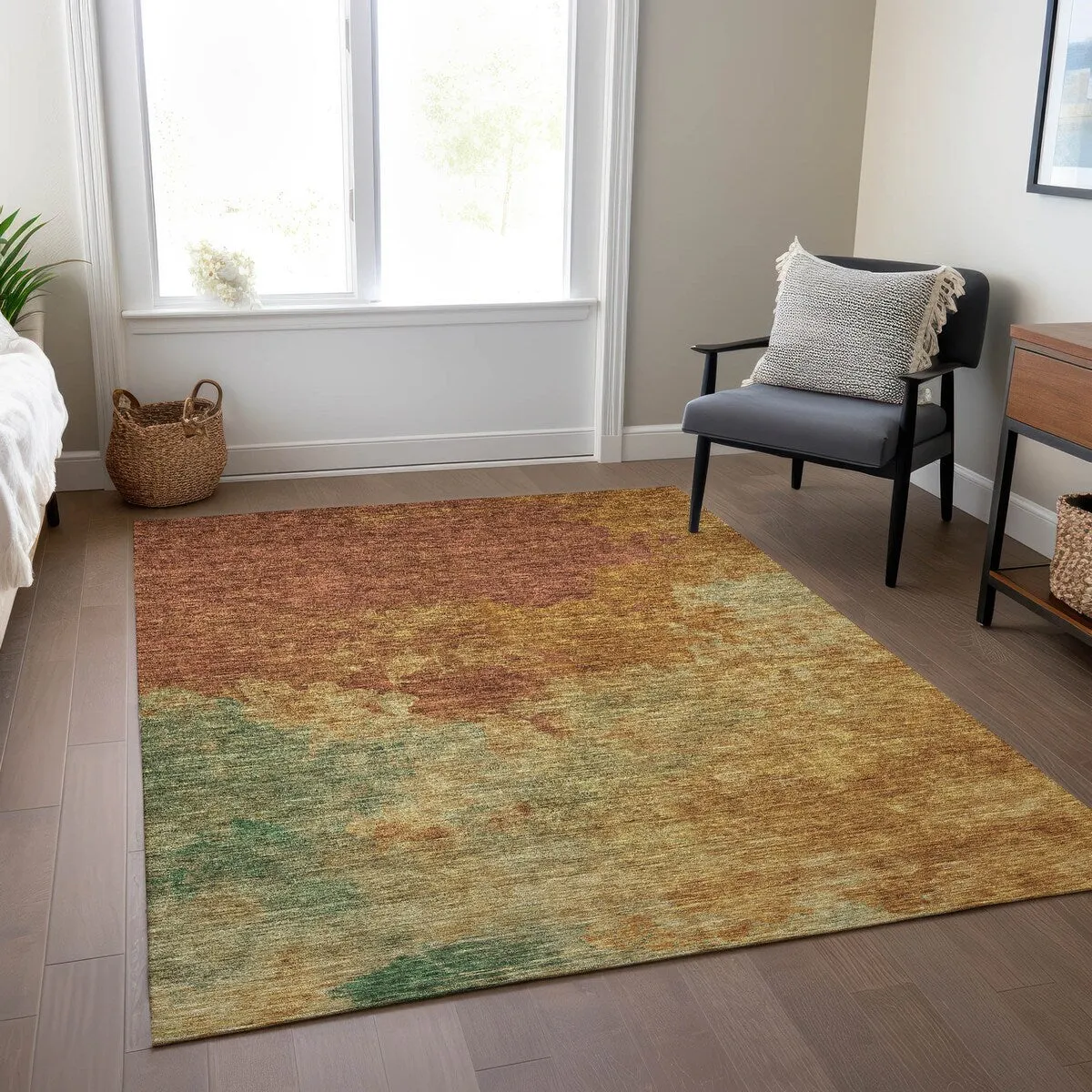 Machine Washable Indoor/ Outdoor Abstract Modern Chantille Rug