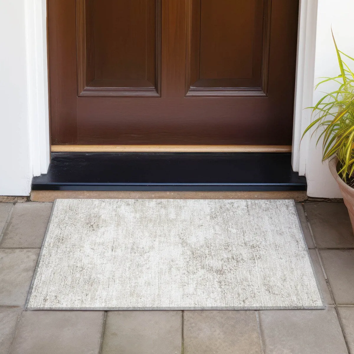 Machine Washable Indoor/ Outdoor Abstract Pixels Chantille Rug
