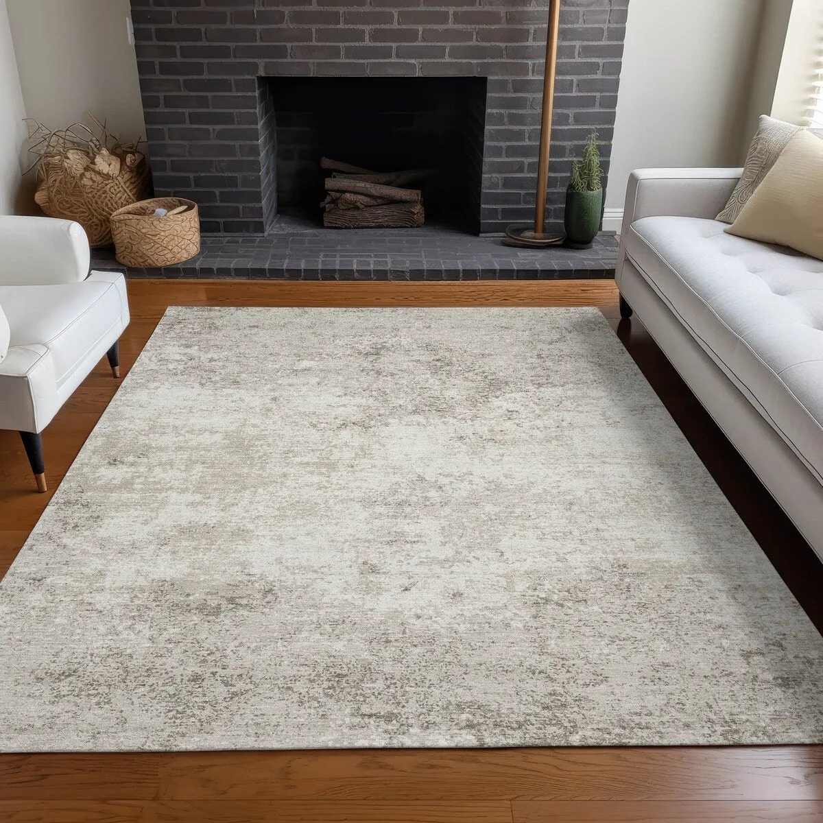 Machine Washable Indoor/ Outdoor Abstract Pixels Chantille Rug