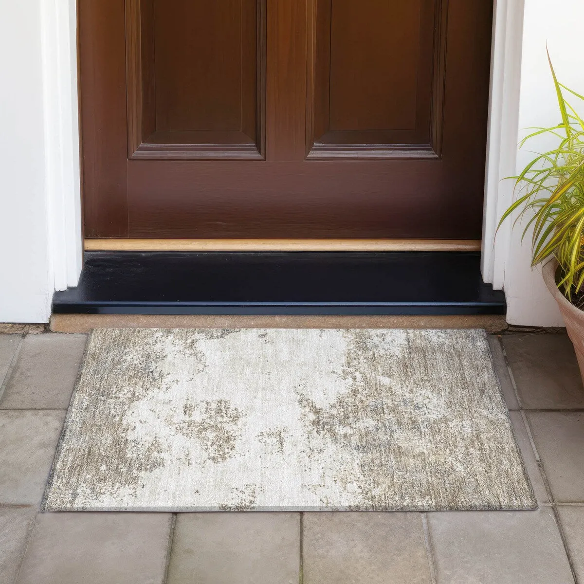 Machine Washable Indoor/ Outdoor Abstract Pixels Chantille Rug