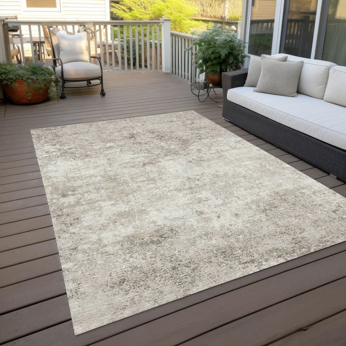 Machine Washable Indoor/ Outdoor Abstract Pixels Chantille Rug