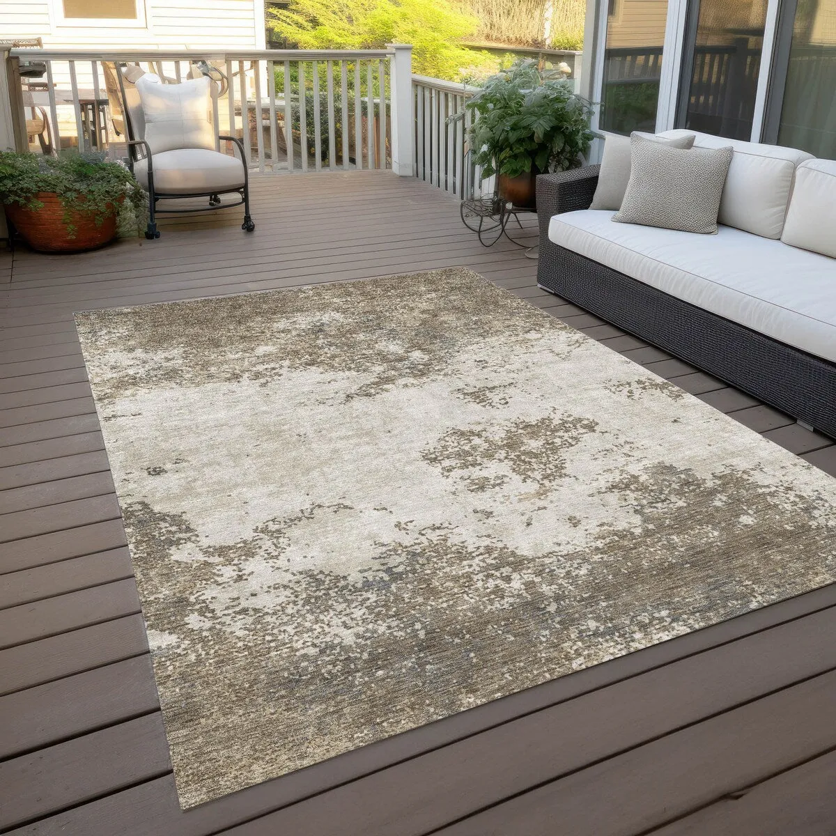 Machine Washable Indoor/ Outdoor Abstract Pixels Chantille Rug