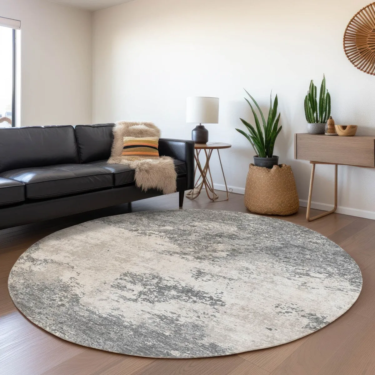 Machine Washable Indoor/ Outdoor Abstract Pixels Chantille Rug