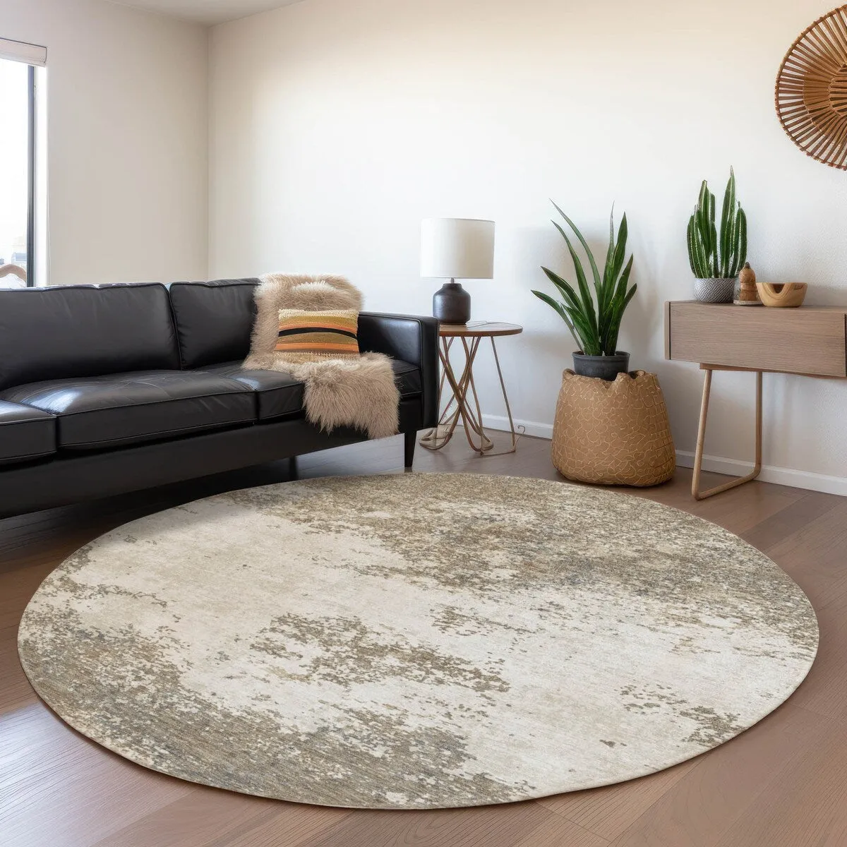 Machine Washable Indoor/ Outdoor Abstract Pixels Chantille Rug