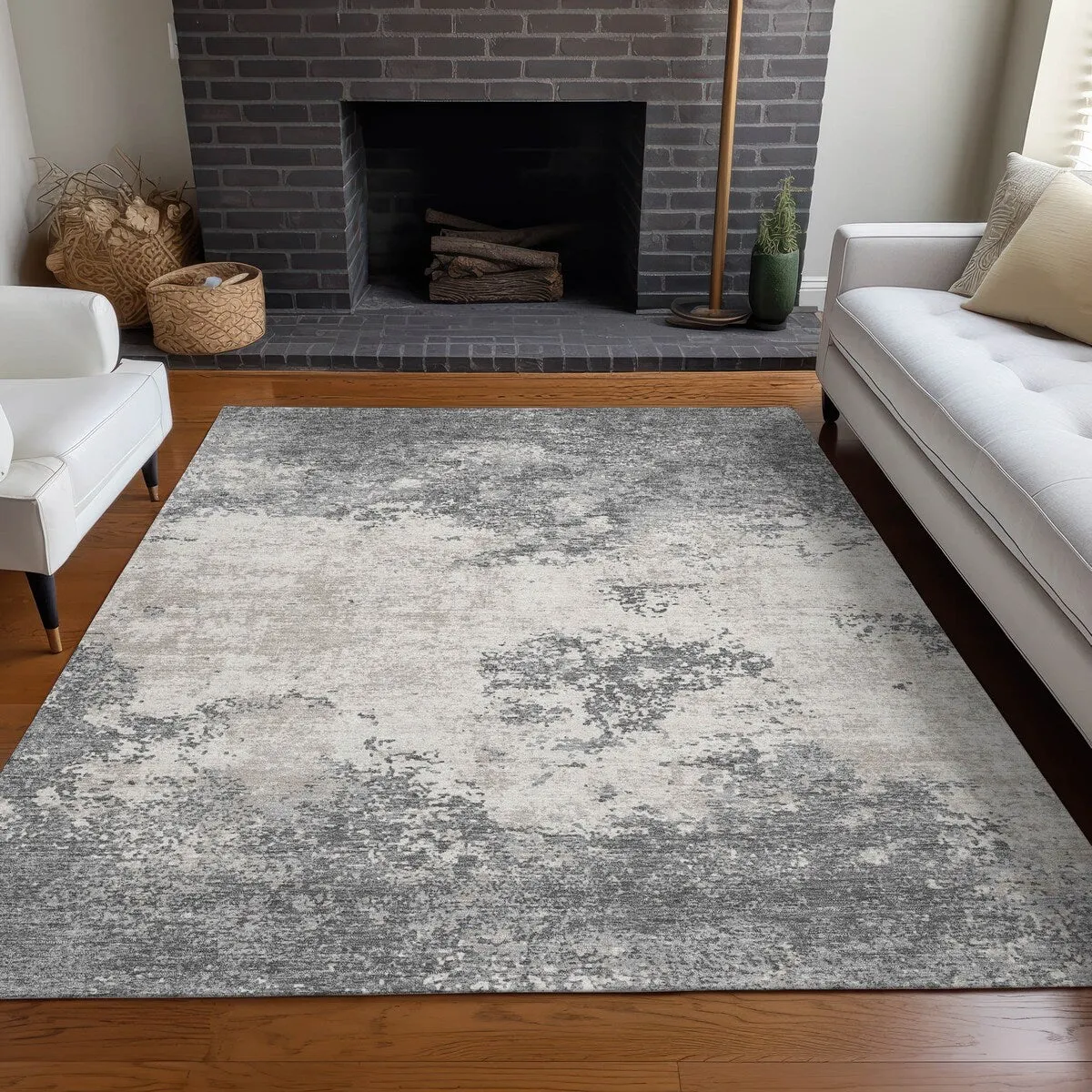Machine Washable Indoor/ Outdoor Abstract Pixels Chantille Rug