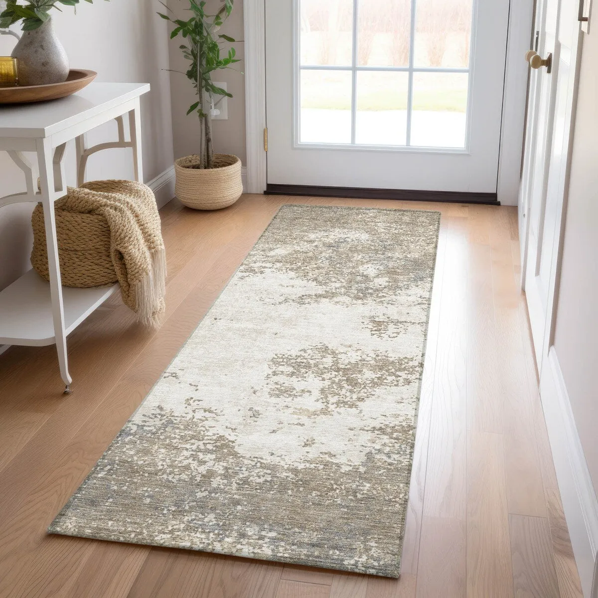 Machine Washable Indoor/ Outdoor Abstract Pixels Chantille Rug