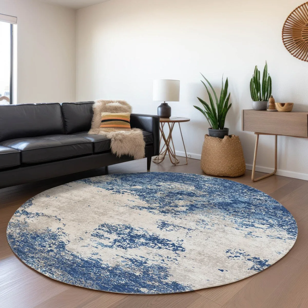 Machine Washable Indoor/ Outdoor Abstract Pixels Chantille Rug