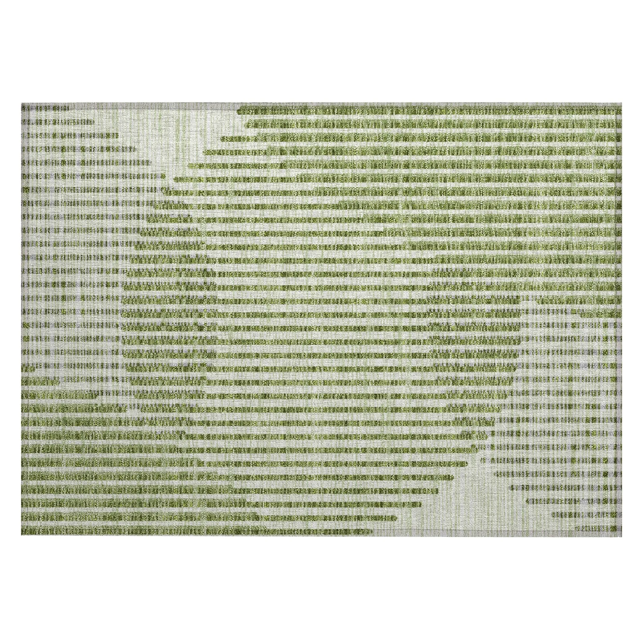 Machine Washable Indoor/ Outdoor Abstract Stripe Chantille Rug
