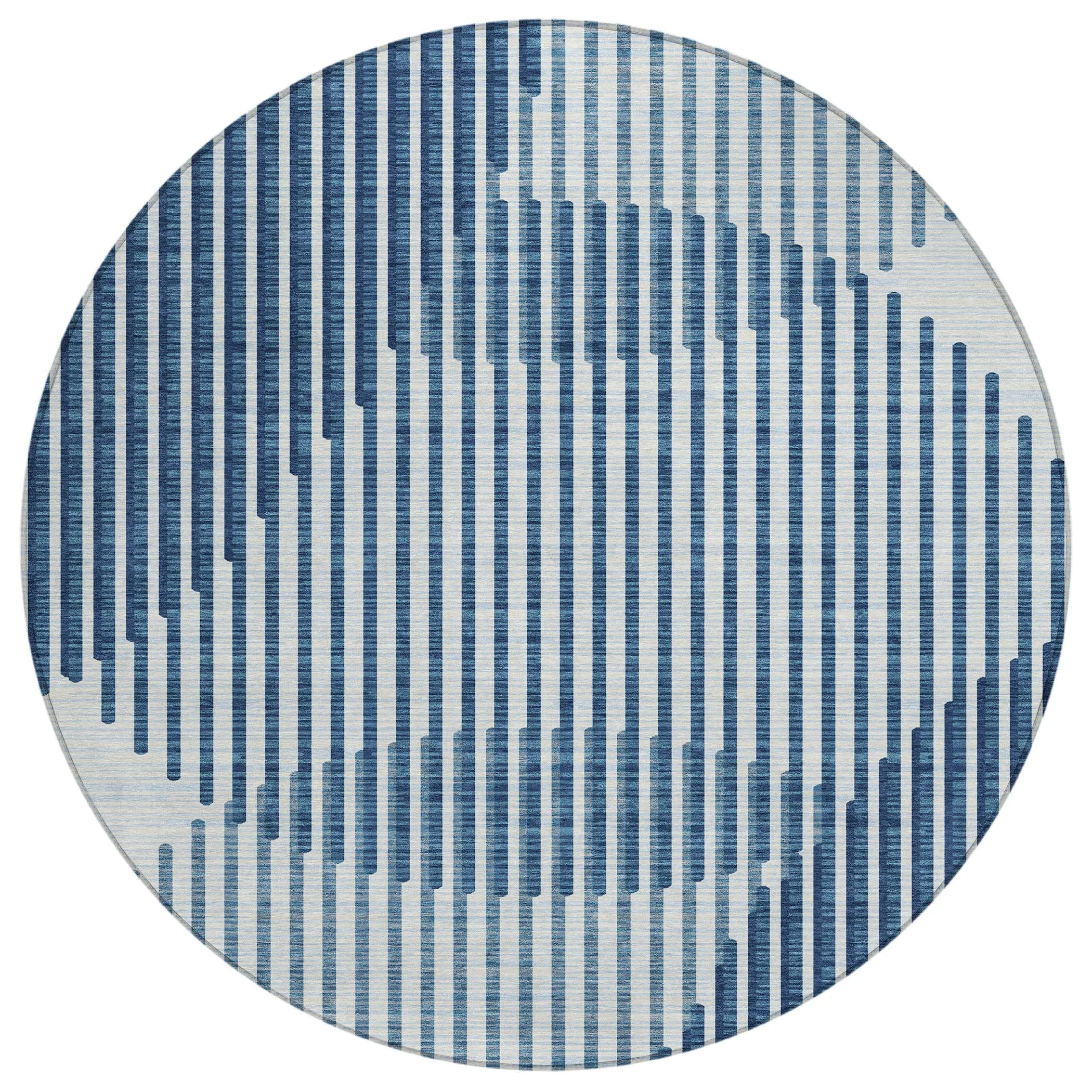 Machine Washable Indoor/ Outdoor Abstract Stripe Chantille Rug