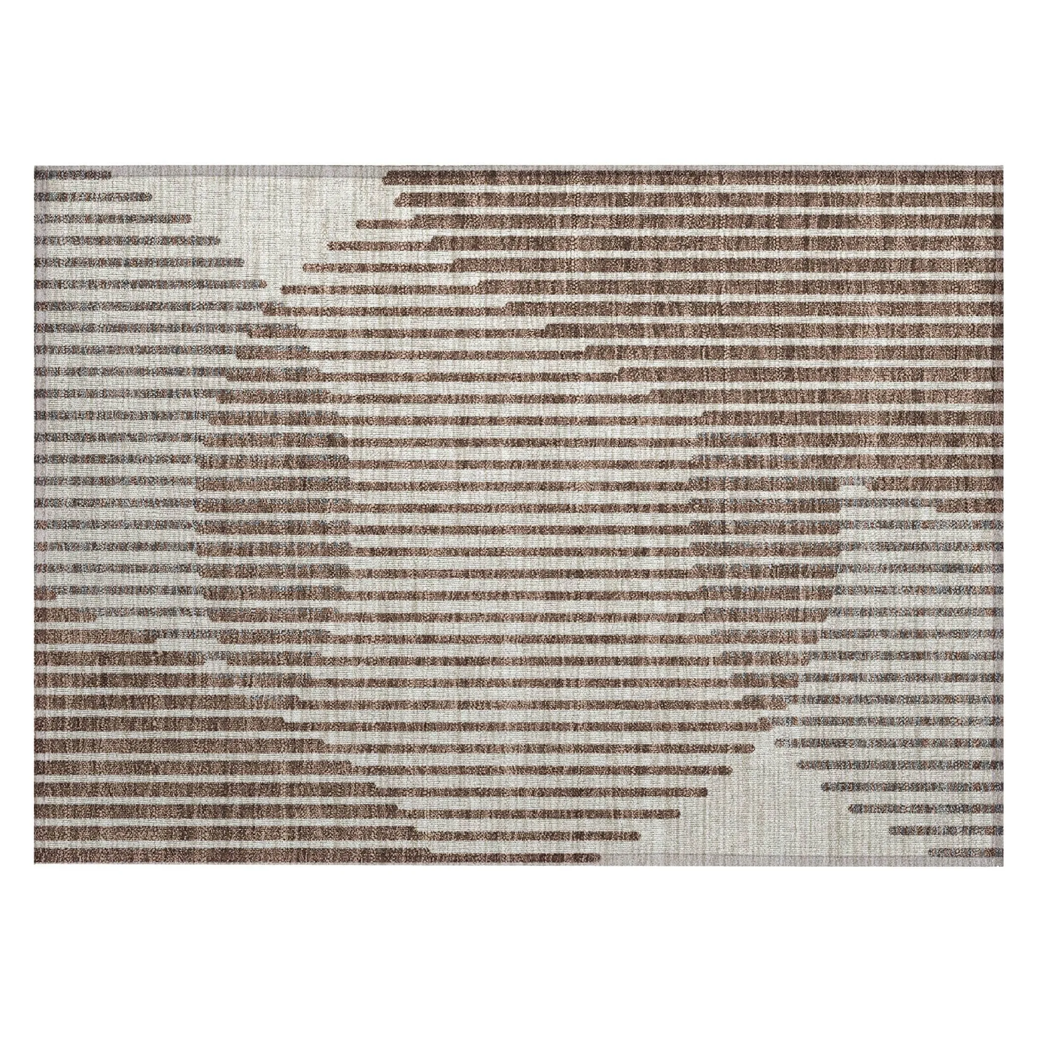 Machine Washable Indoor/ Outdoor Abstract Stripe Chantille Rug