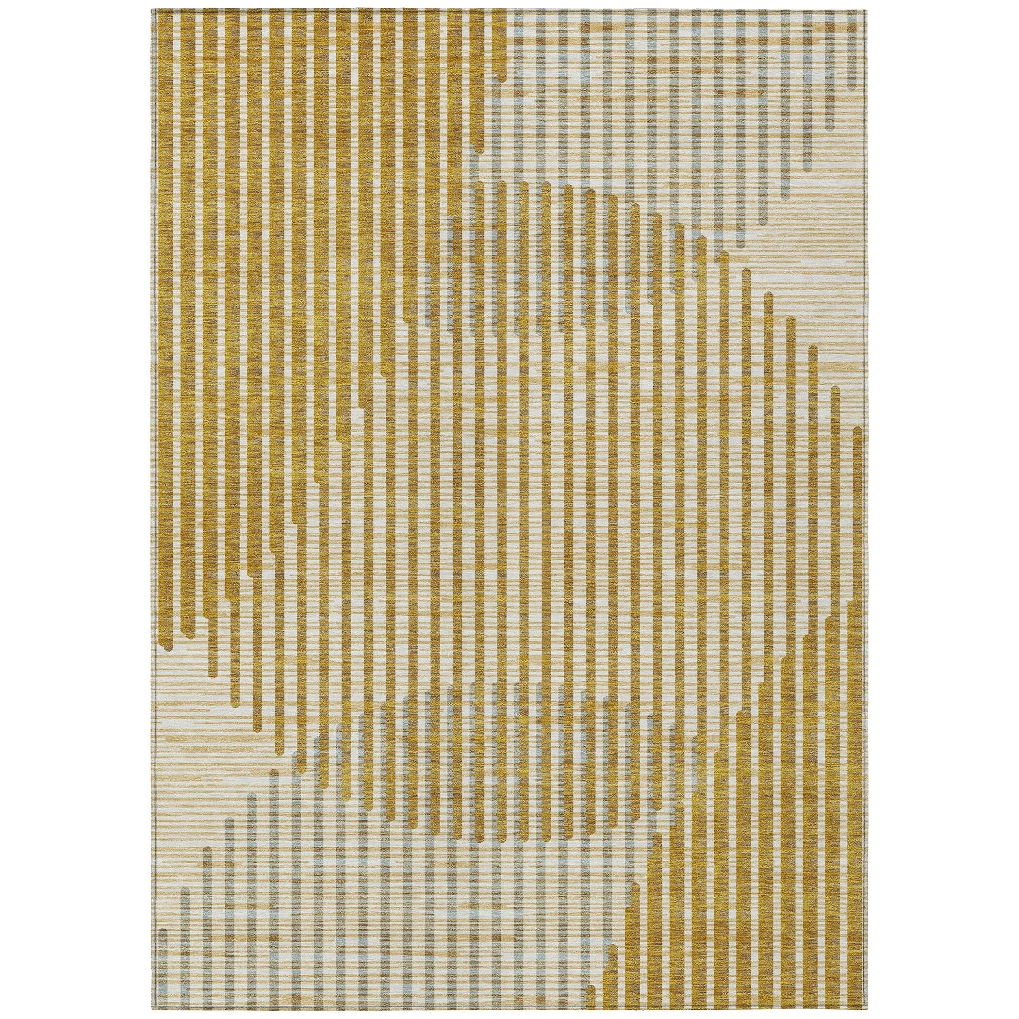 Machine Washable Indoor/ Outdoor Abstract Stripe Chantille Rug