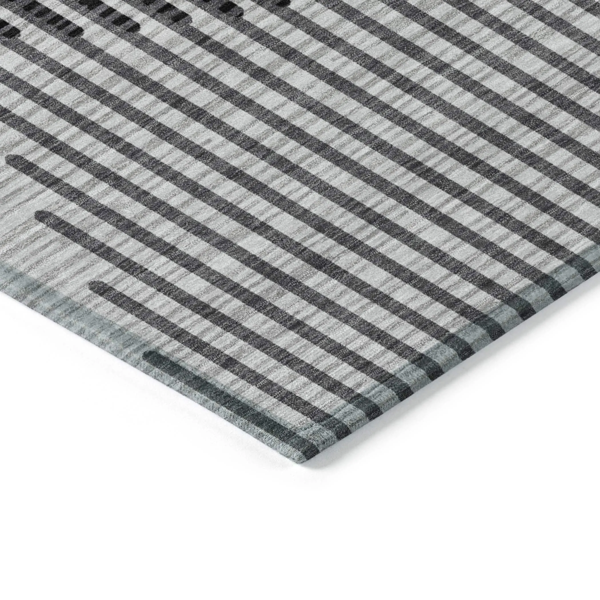Machine Washable Indoor/ Outdoor Abstract Stripe Chantille Rug