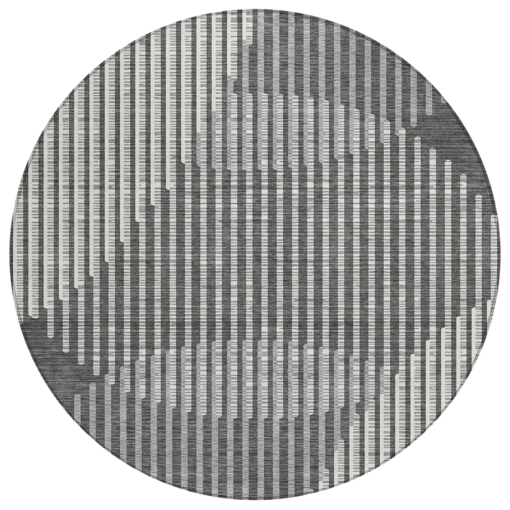 Machine Washable Indoor/ Outdoor Abstract Stripe Chantille Rug