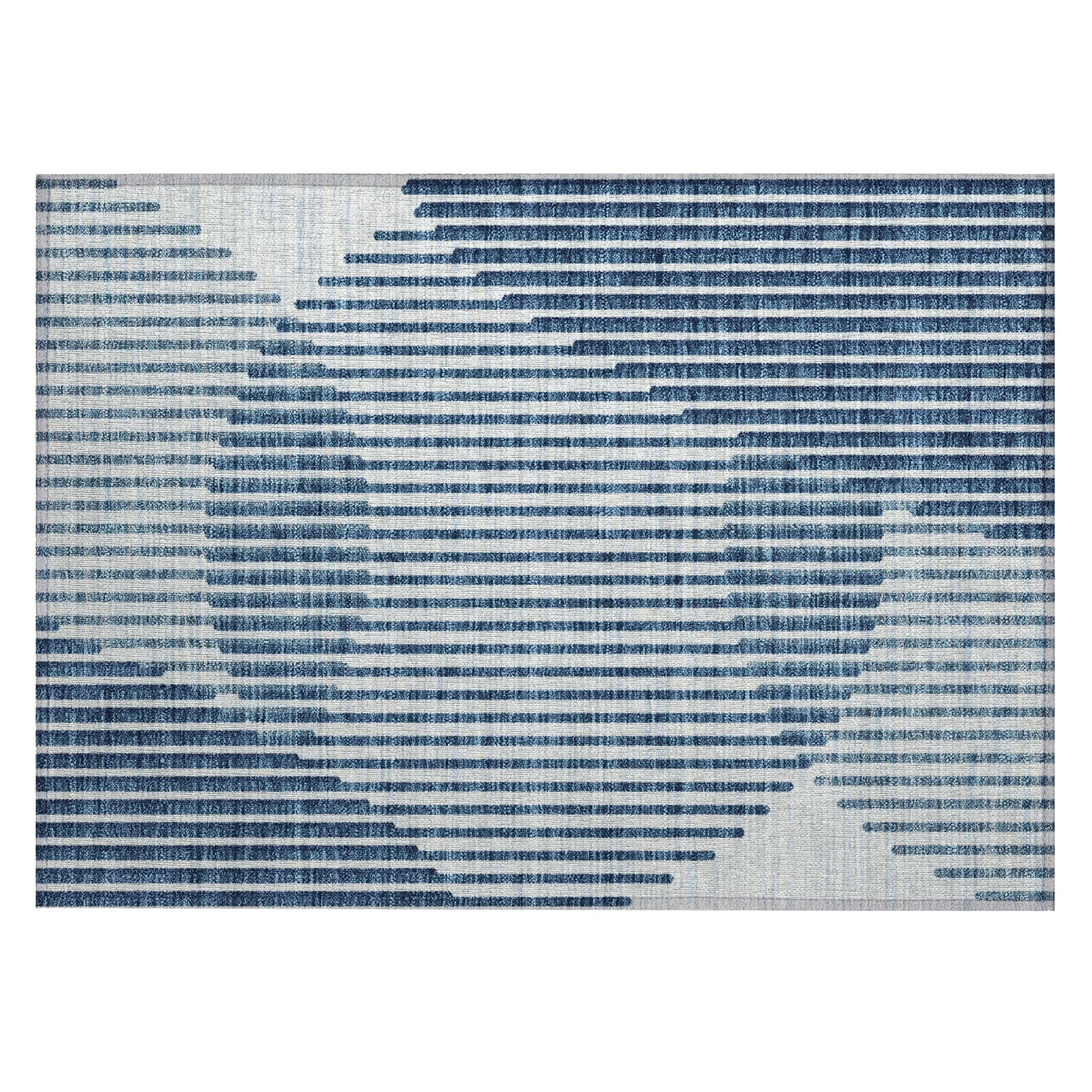 Machine Washable Indoor/ Outdoor Abstract Stripe Chantille Rug