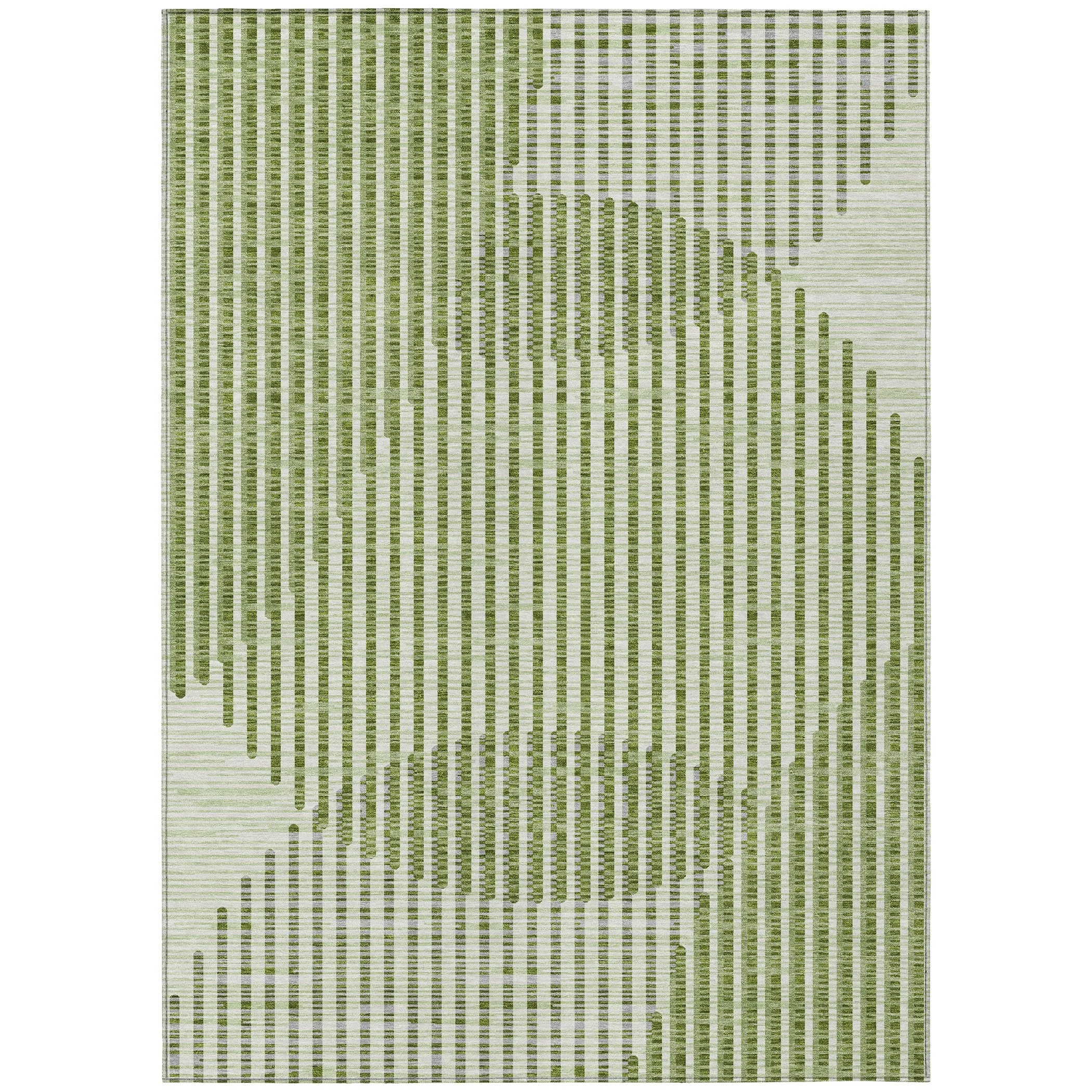 Machine Washable Indoor/ Outdoor Abstract Stripe Chantille Rug