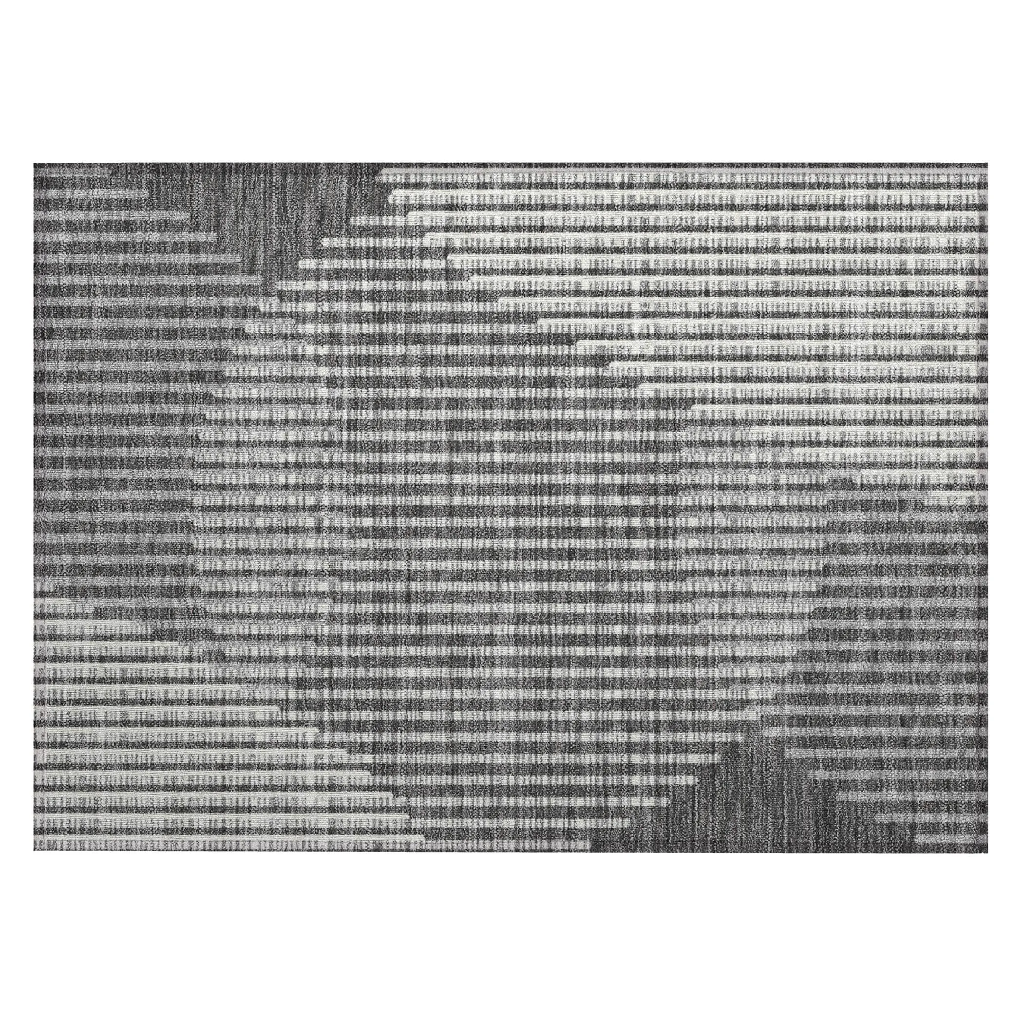 Machine Washable Indoor/ Outdoor Abstract Stripe Chantille Rug