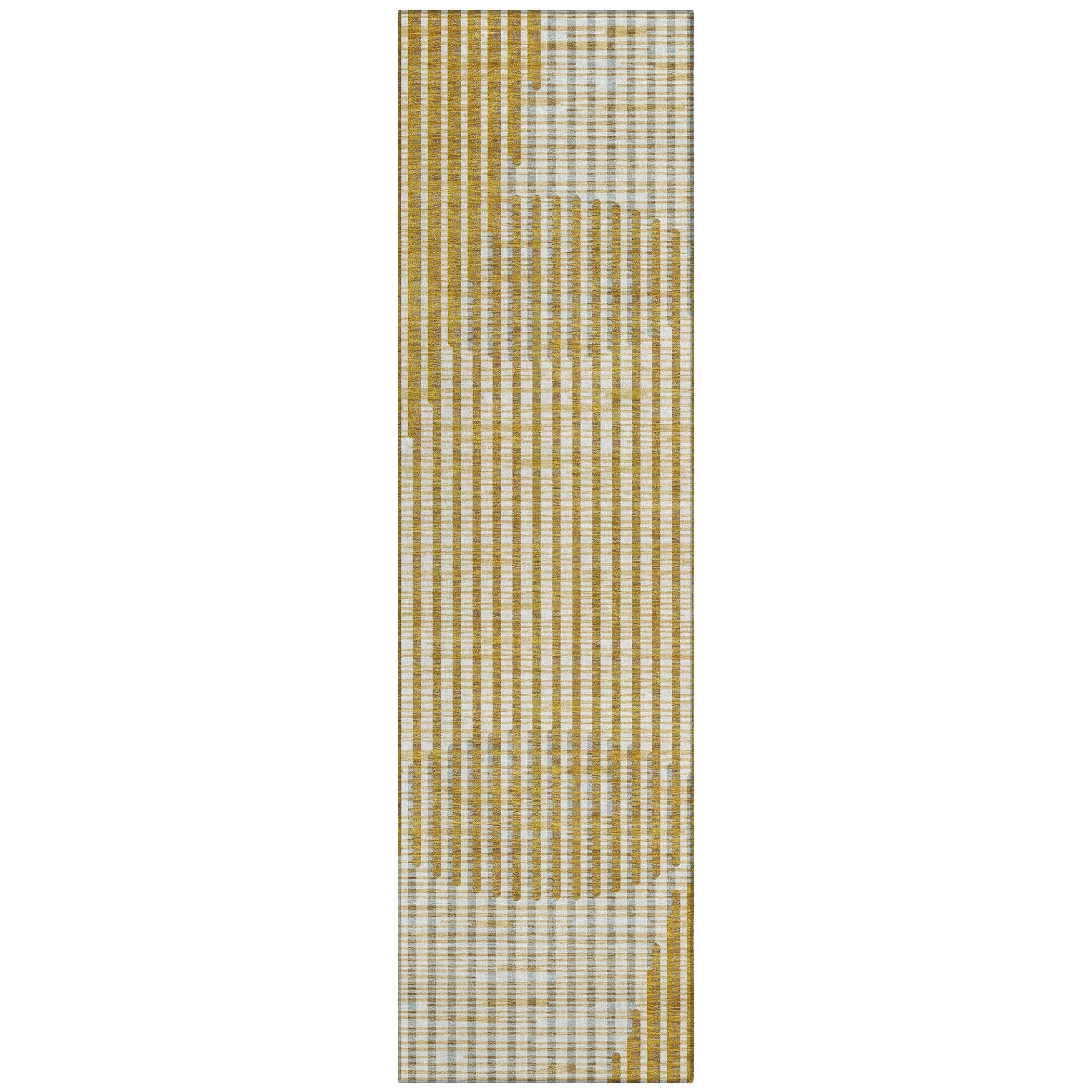 Machine Washable Indoor/ Outdoor Abstract Stripe Chantille Rug