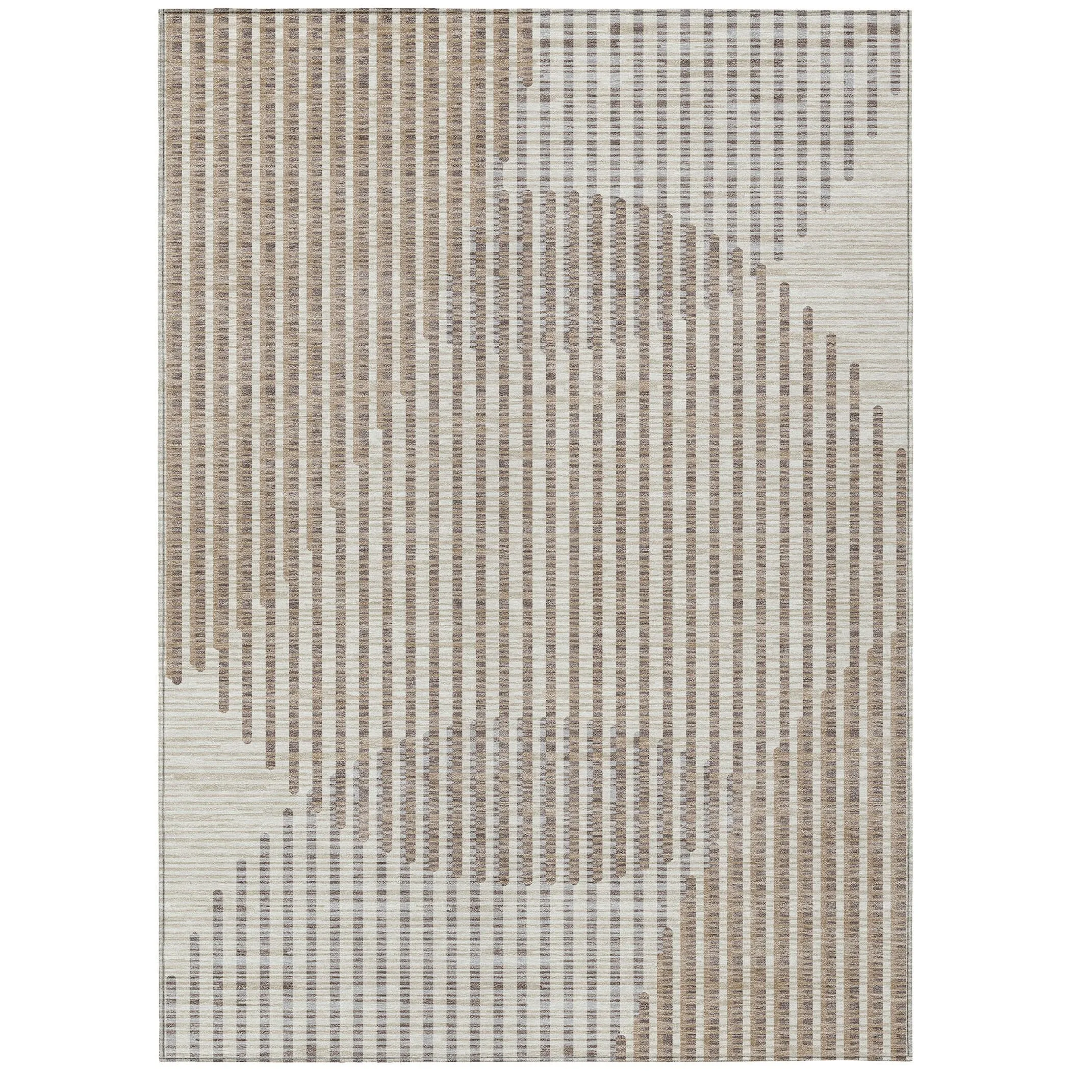 Machine Washable Indoor/ Outdoor Abstract Stripe Chantille Rug
