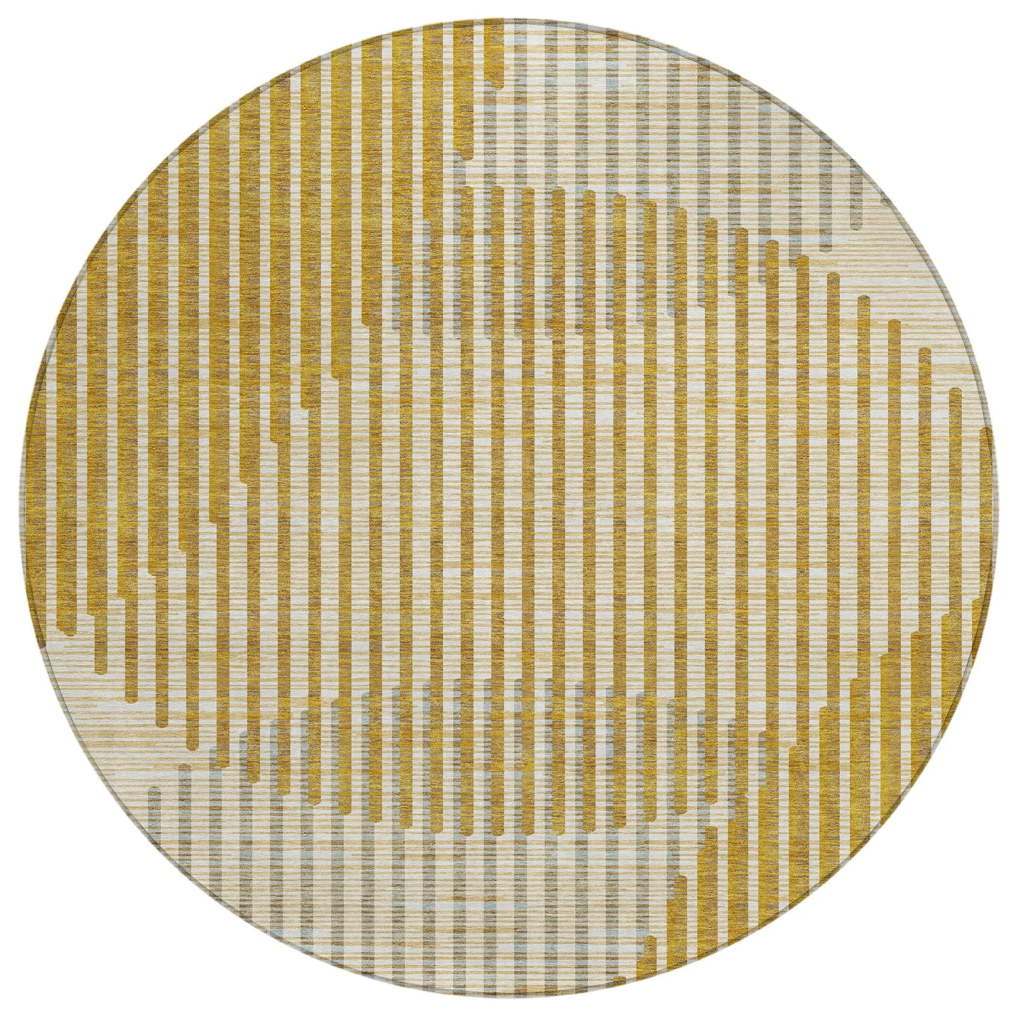 Machine Washable Indoor/ Outdoor Abstract Stripe Chantille Rug