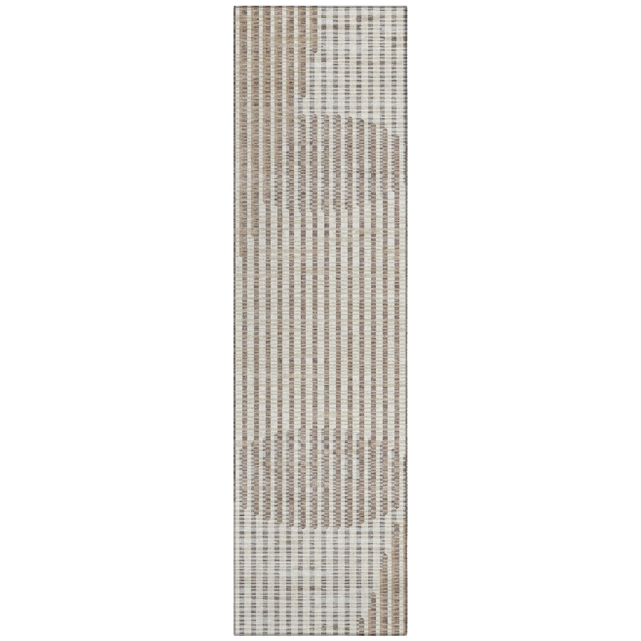 Machine Washable Indoor/ Outdoor Abstract Stripe Chantille Rug
