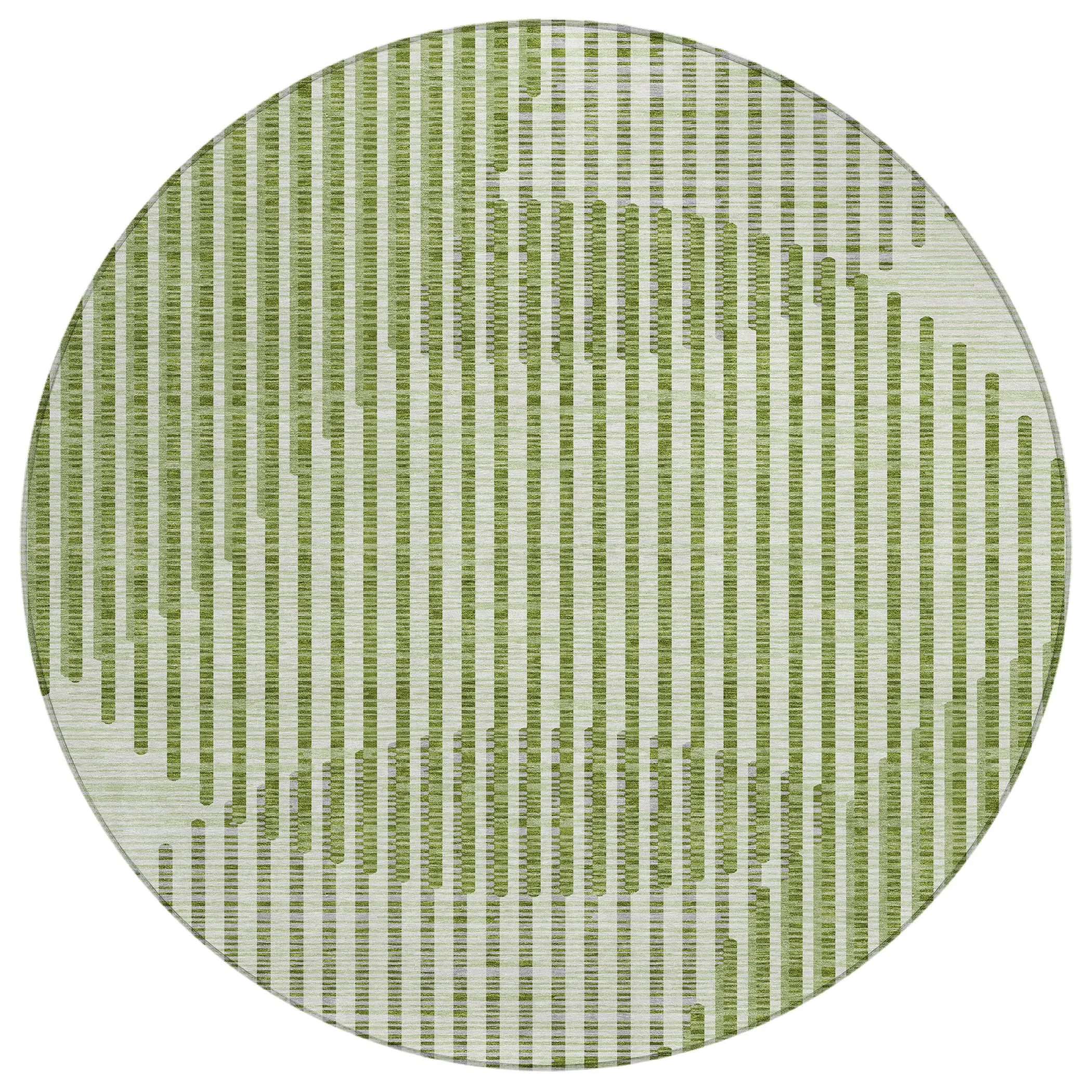 Machine Washable Indoor/ Outdoor Abstract Stripe Chantille Rug