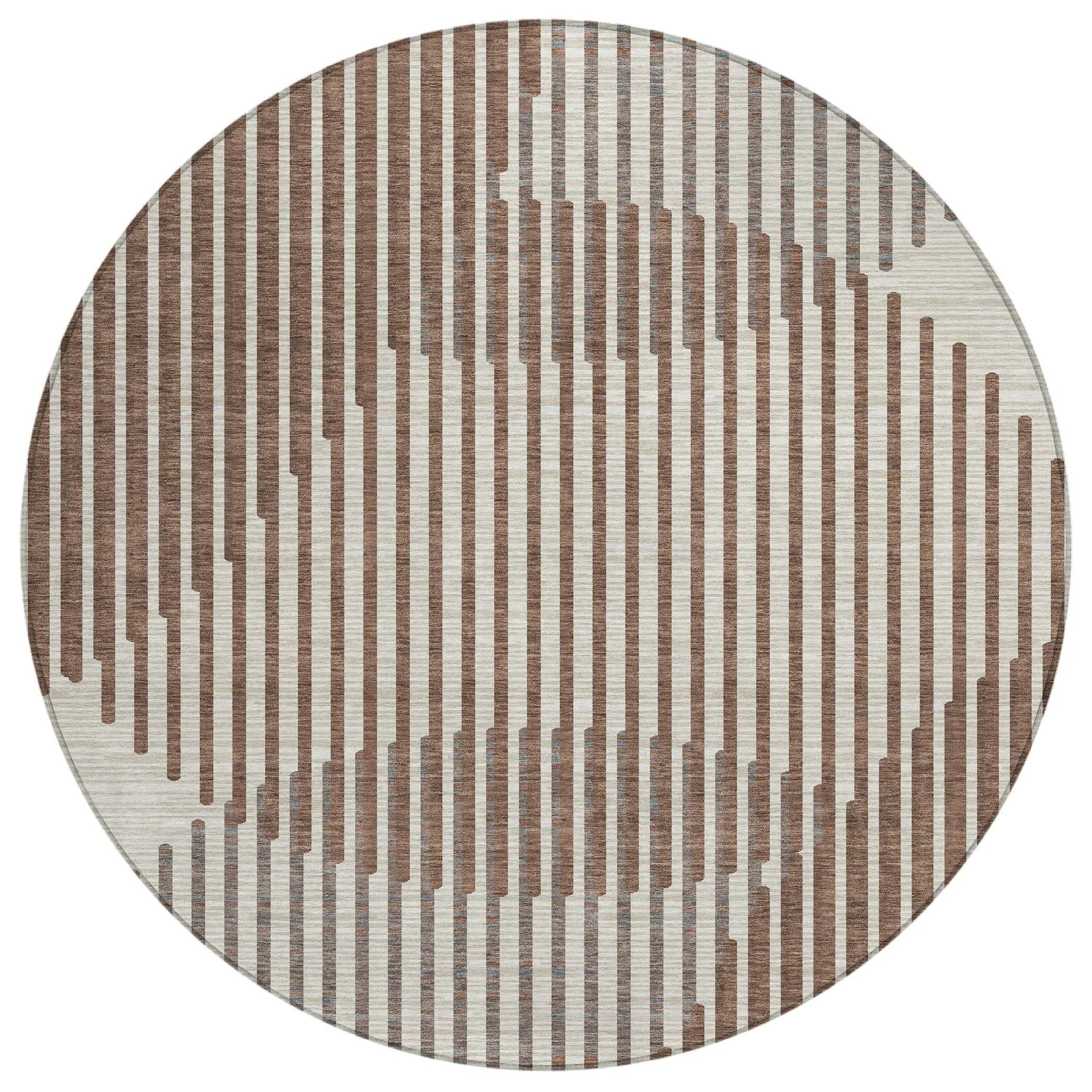 Machine Washable Indoor/ Outdoor Abstract Stripe Chantille Rug