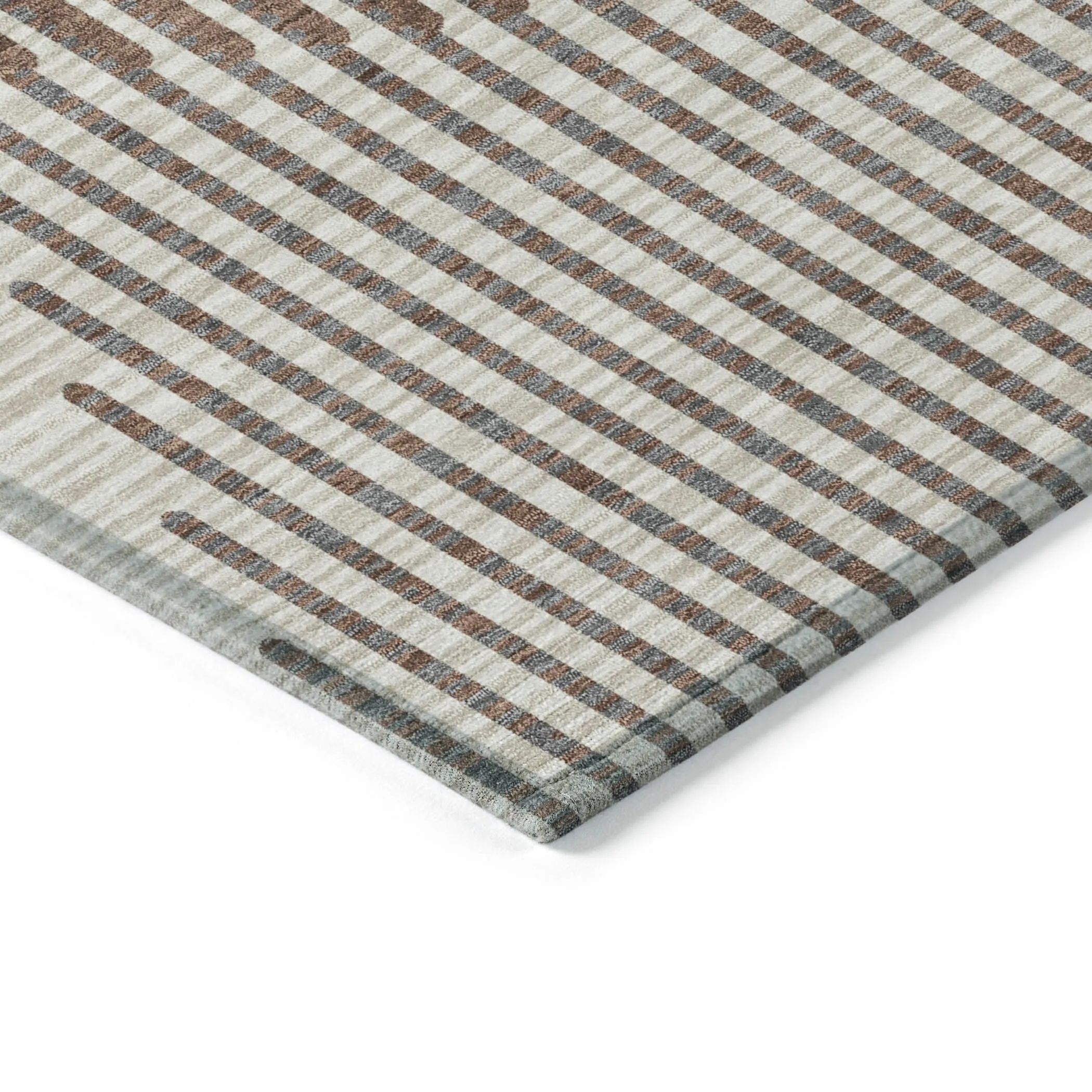 Machine Washable Indoor/ Outdoor Abstract Stripe Chantille Rug
