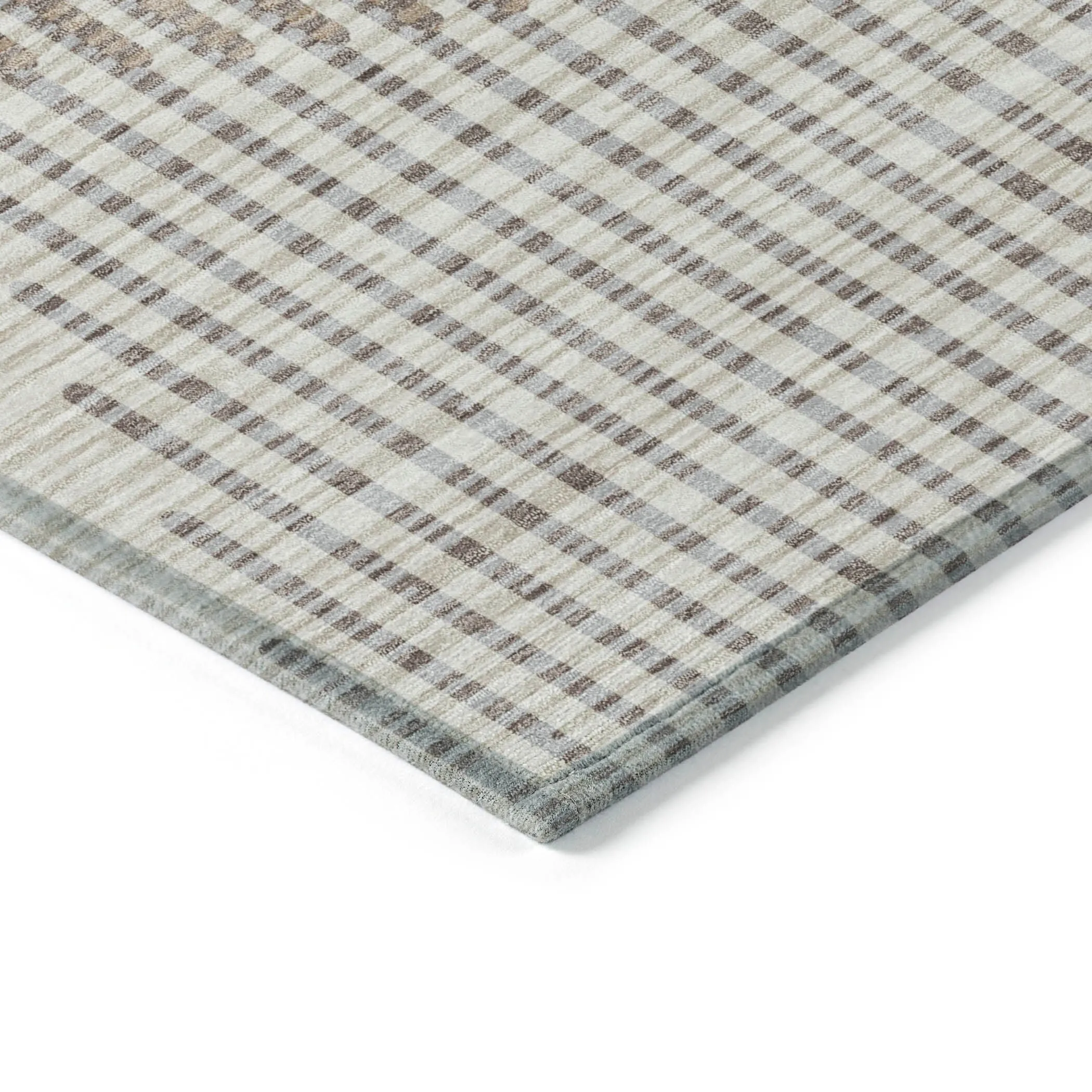 Machine Washable Indoor/ Outdoor Abstract Stripe Chantille Rug