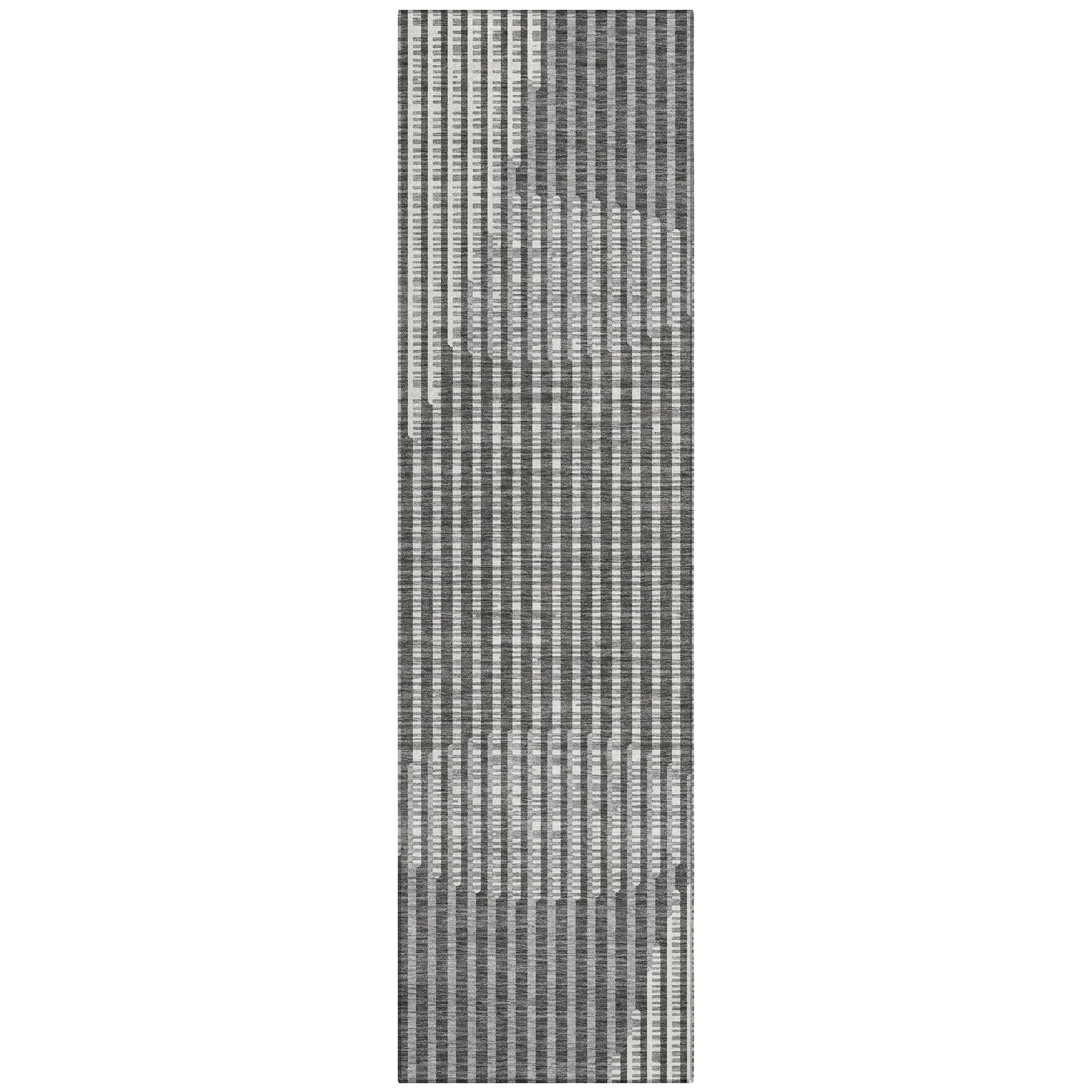 Machine Washable Indoor/ Outdoor Abstract Stripe Chantille Rug