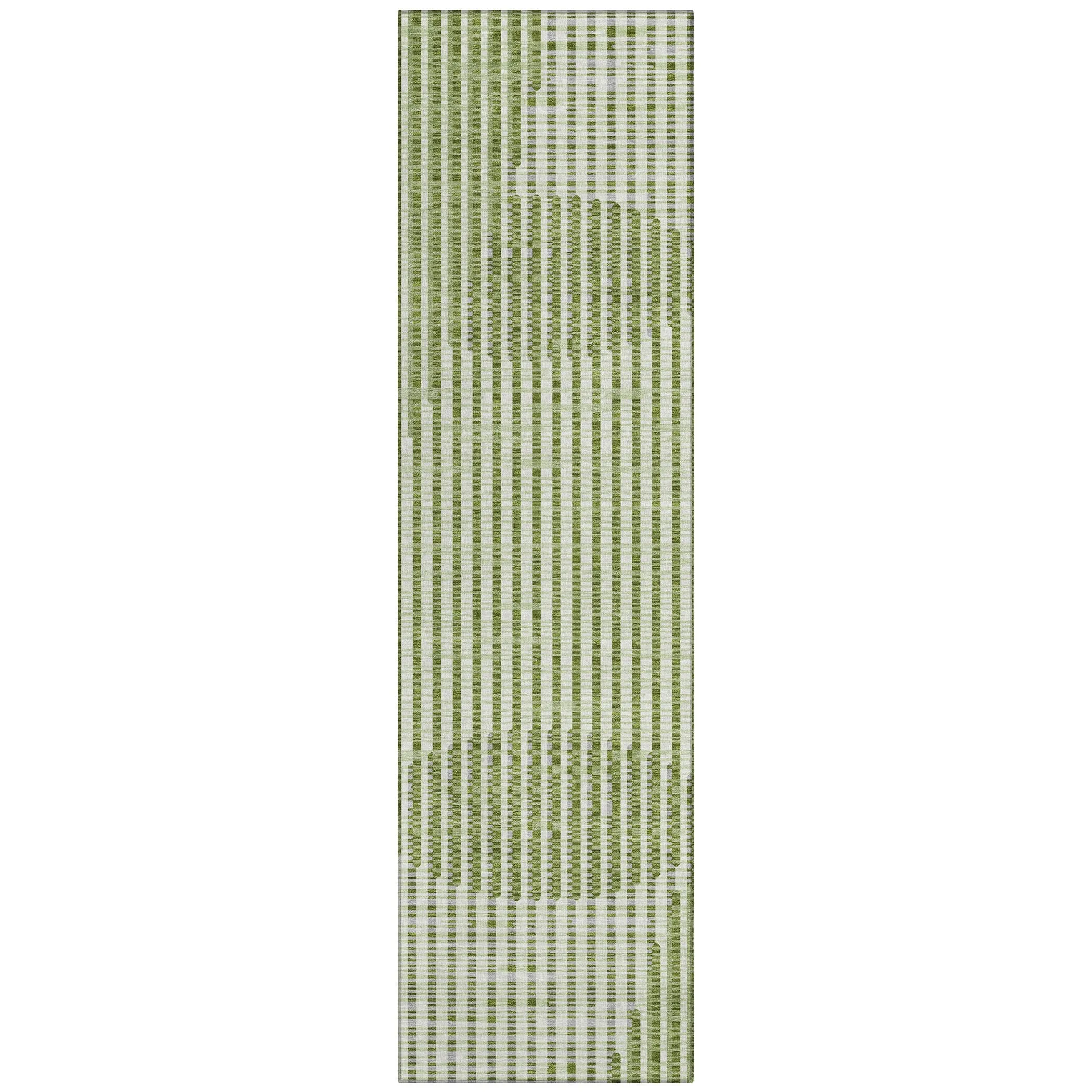 Machine Washable Indoor/ Outdoor Abstract Stripe Chantille Rug